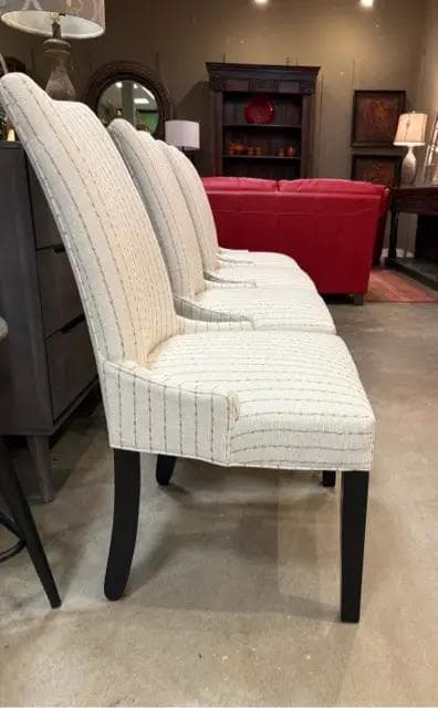 Set of 4 Hekman Tan Striped Dining Chairs - Thumbnail 2
