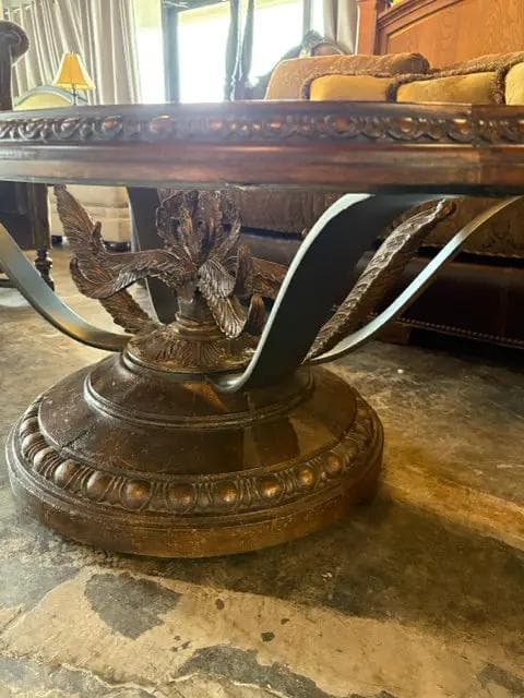 Metal Base Coffee Table With Glass Top - Thumbnail 3