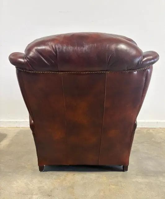 Bradington Young Brown Leather Chair With Ottoman - Thumbnail 3