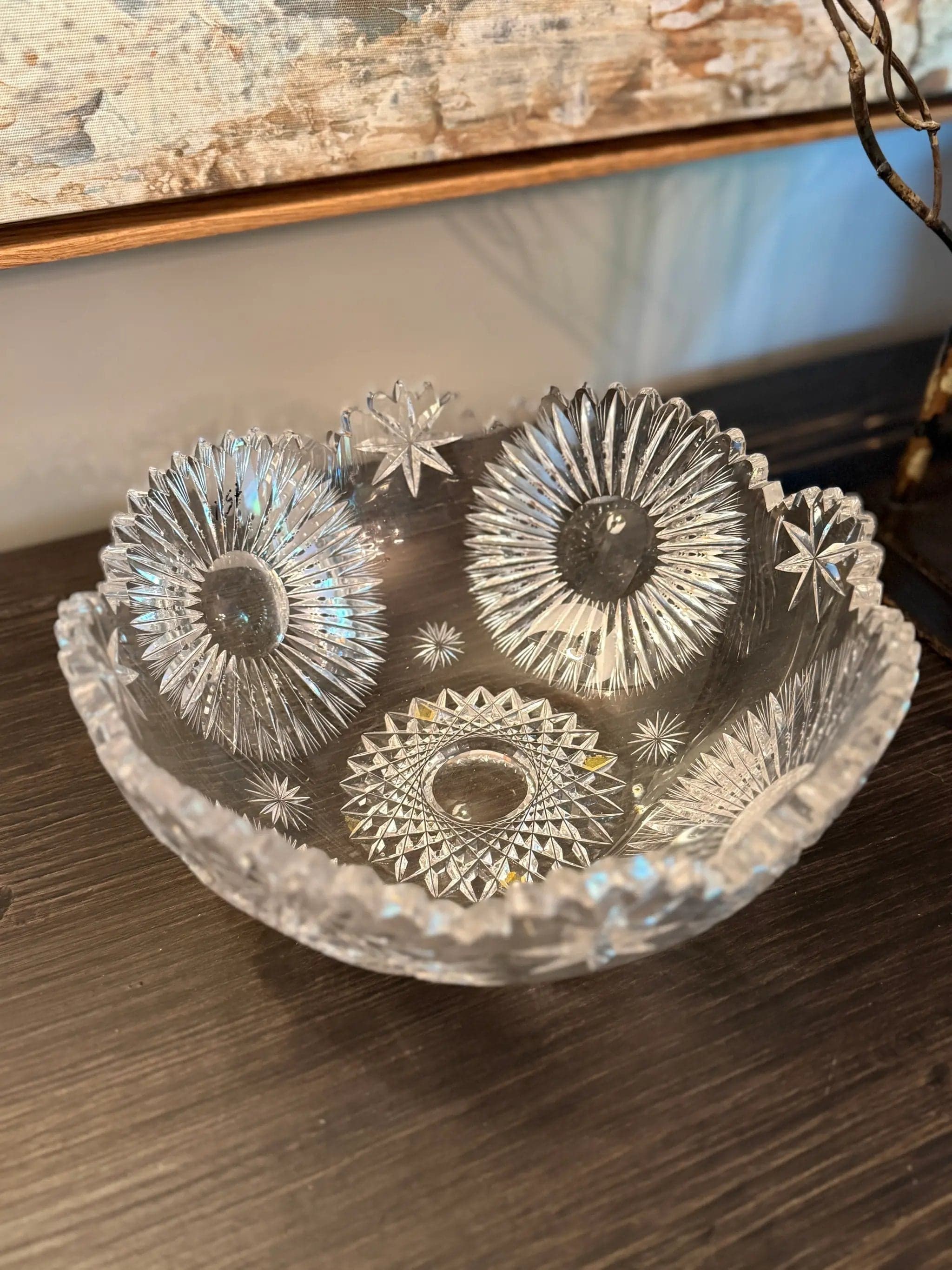 Antique Brilliant Period (ABP) Hand-Cut Crystal Berry or Serving Bowl - Thumbnail 3