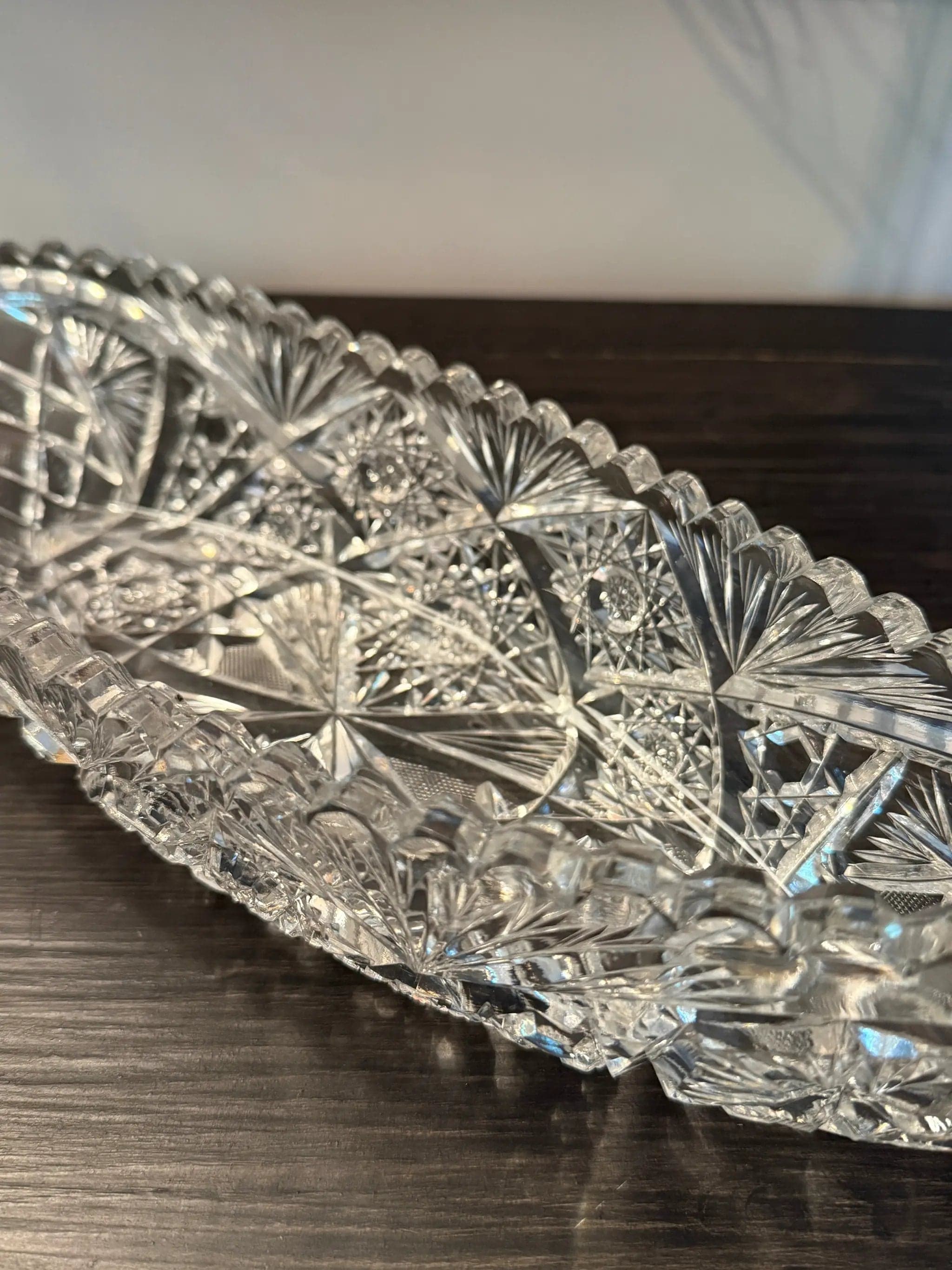 Antique Brilliant Period (ABP) Hand-Cut Crystal Celery / Relish Tray - Thumbnail 3