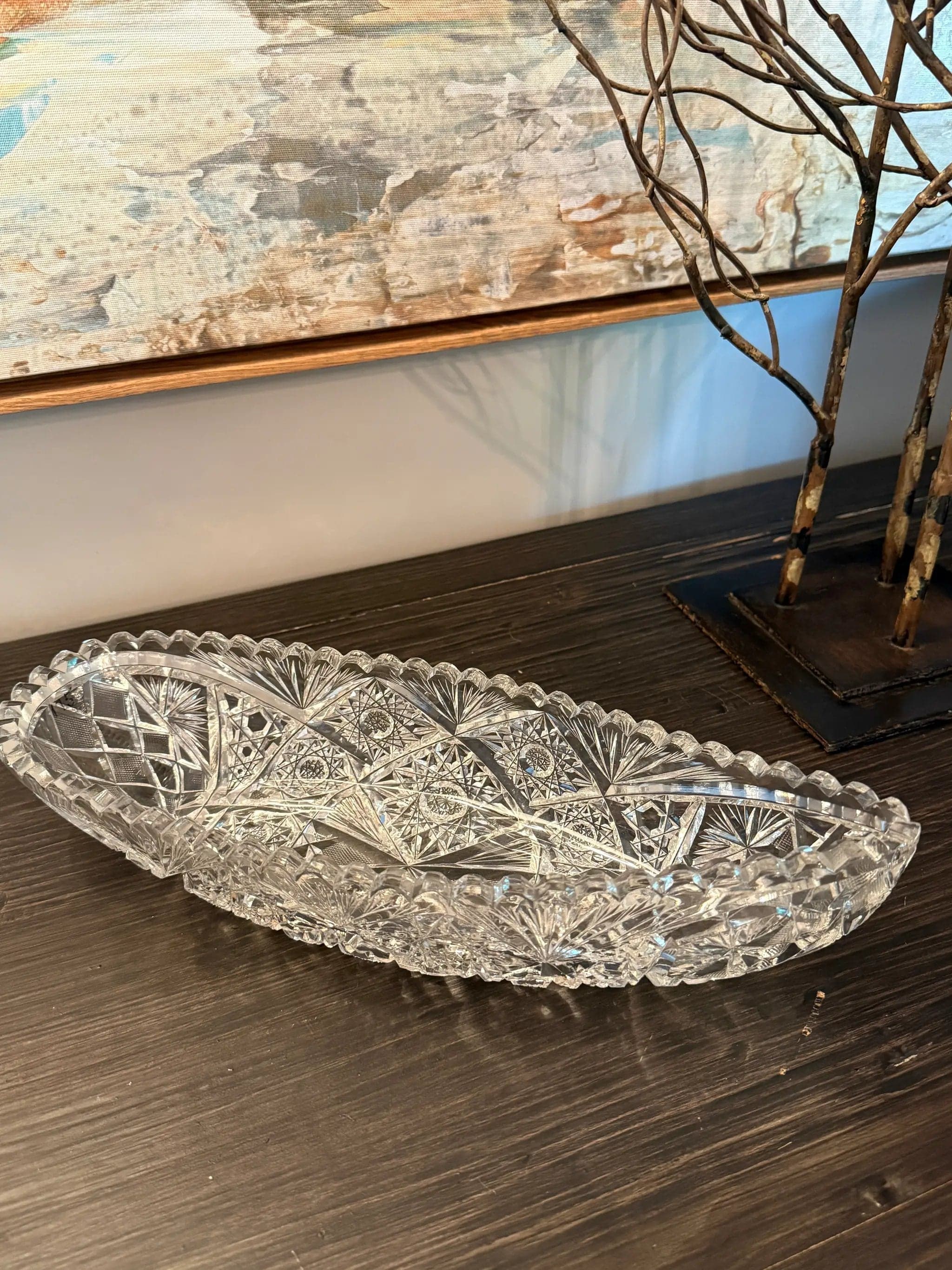 Antique Brilliant Period (ABP) Hand-Cut Crystal Celery / Relish Tray