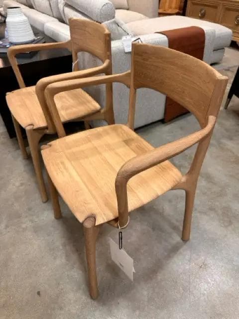 *NEW* Ethinicraft Set Of 2 Modern Oak Dining Chairs - Thumbnail 3