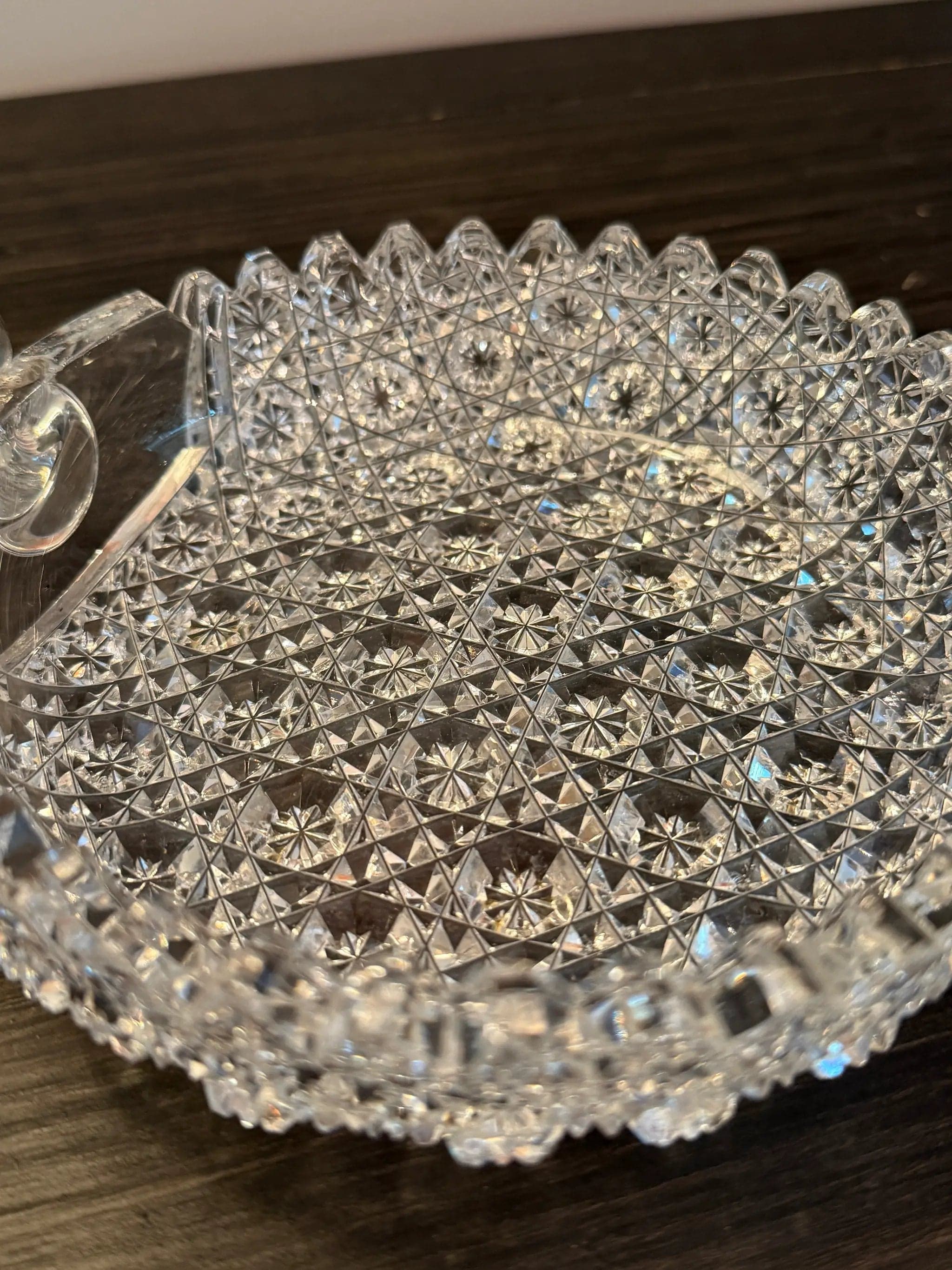 Antique Brilliant Period (ABP) Hand-Cut Crystal Handled Bonbon Dish - Thumbnail 2