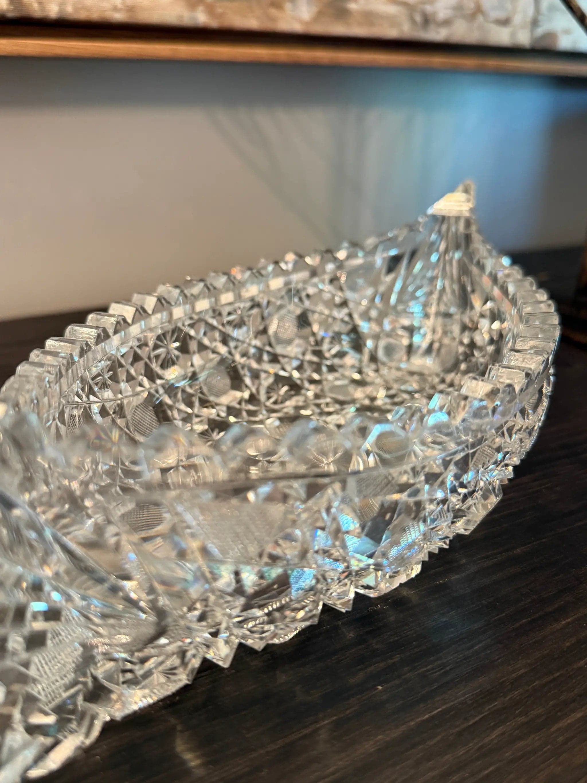 American Brilliant Period Celery Tray / Canoe Relish Dish – Deeply Cut Crystal - Thumbnail 3