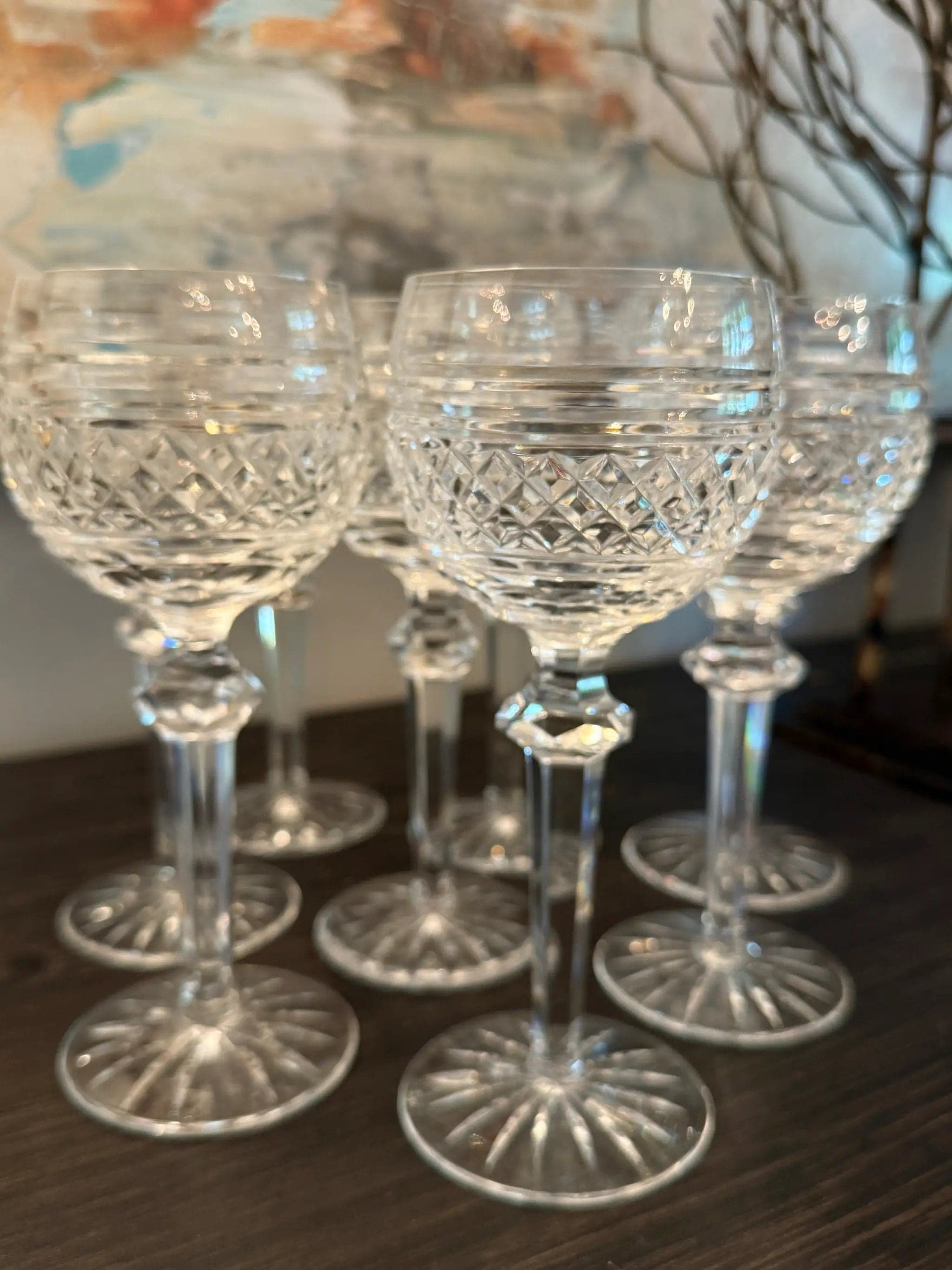 Set of 8 Vintage Cut Crystal Champagne Coupes / Tall Sherbet Glasses - Thumbnail 4