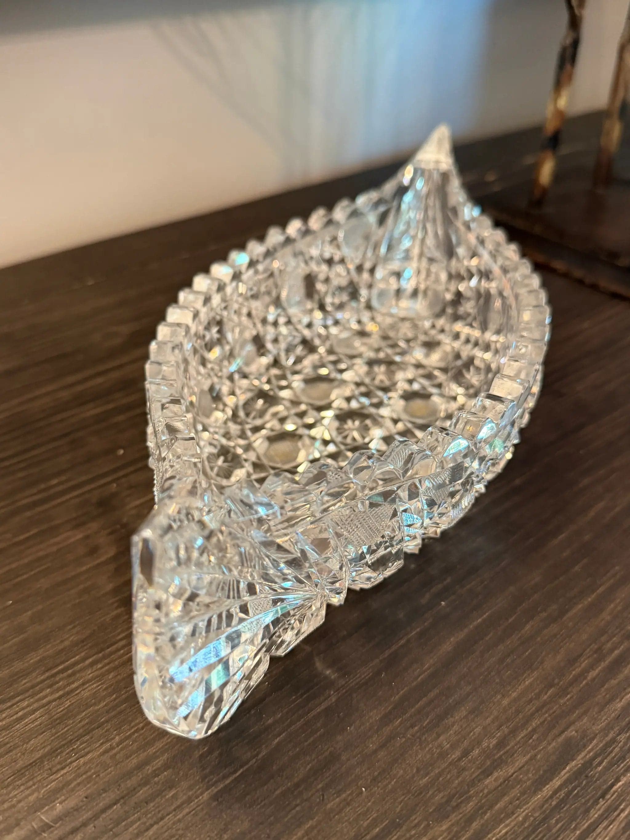 American Brilliant Period Celery Tray / Canoe Relish Dish – Deeply Cut Crystal - Thumbnail 2