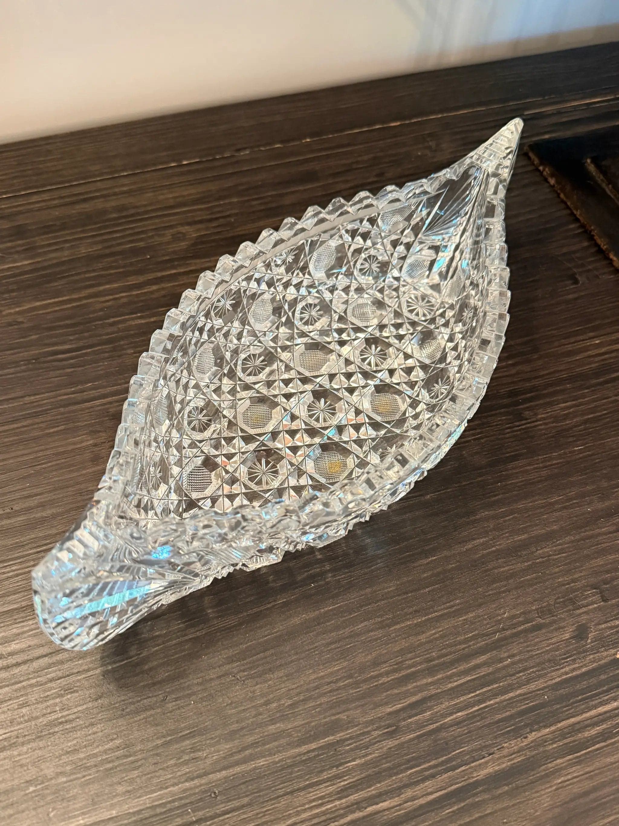 American Brilliant Period Celery Tray / Canoe Relish Dish – Deeply Cut Crystal