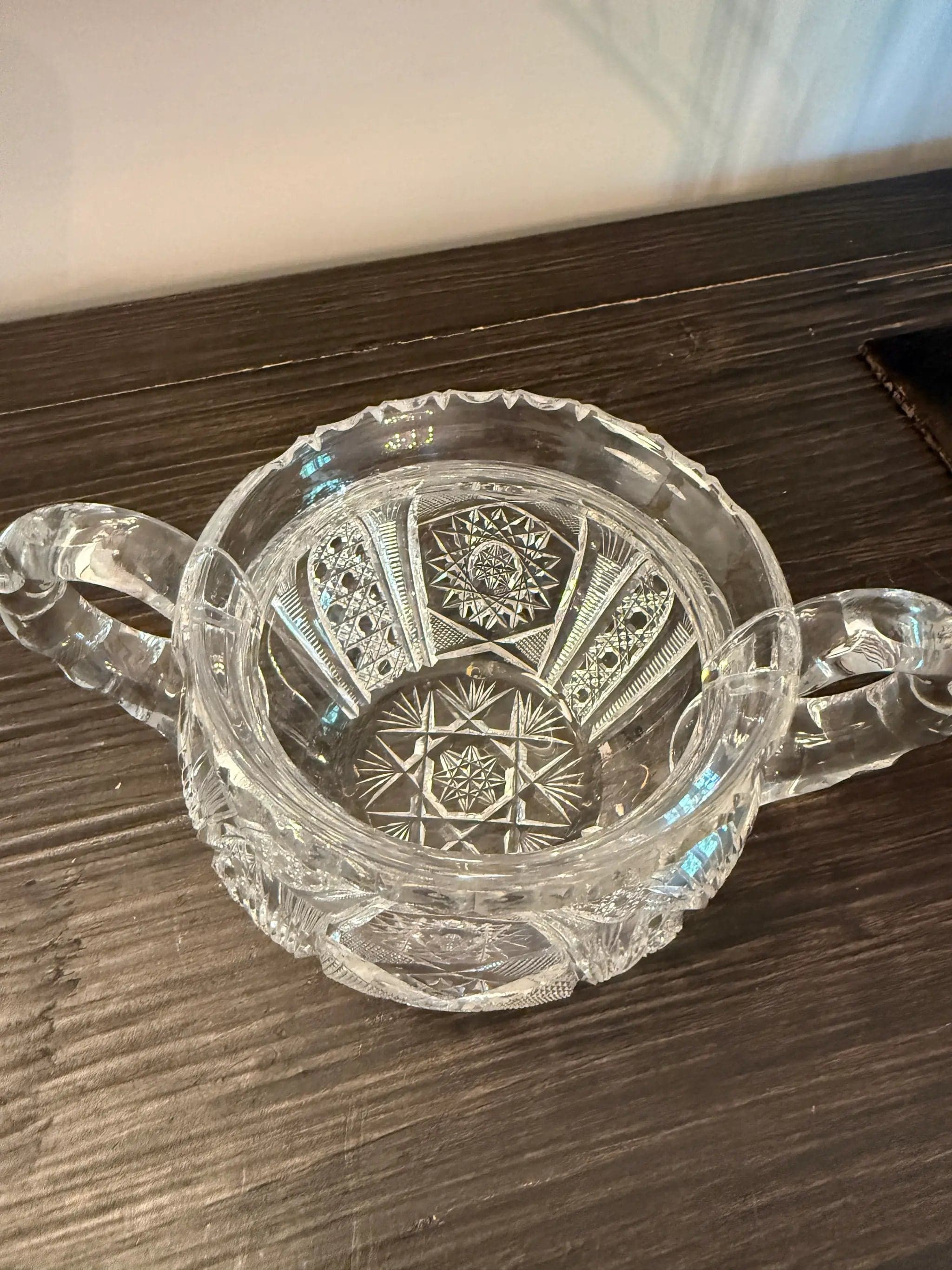 American Brilliant Period Open Sugar Bowt – Hand Cut Crystal - Thumbnail 2