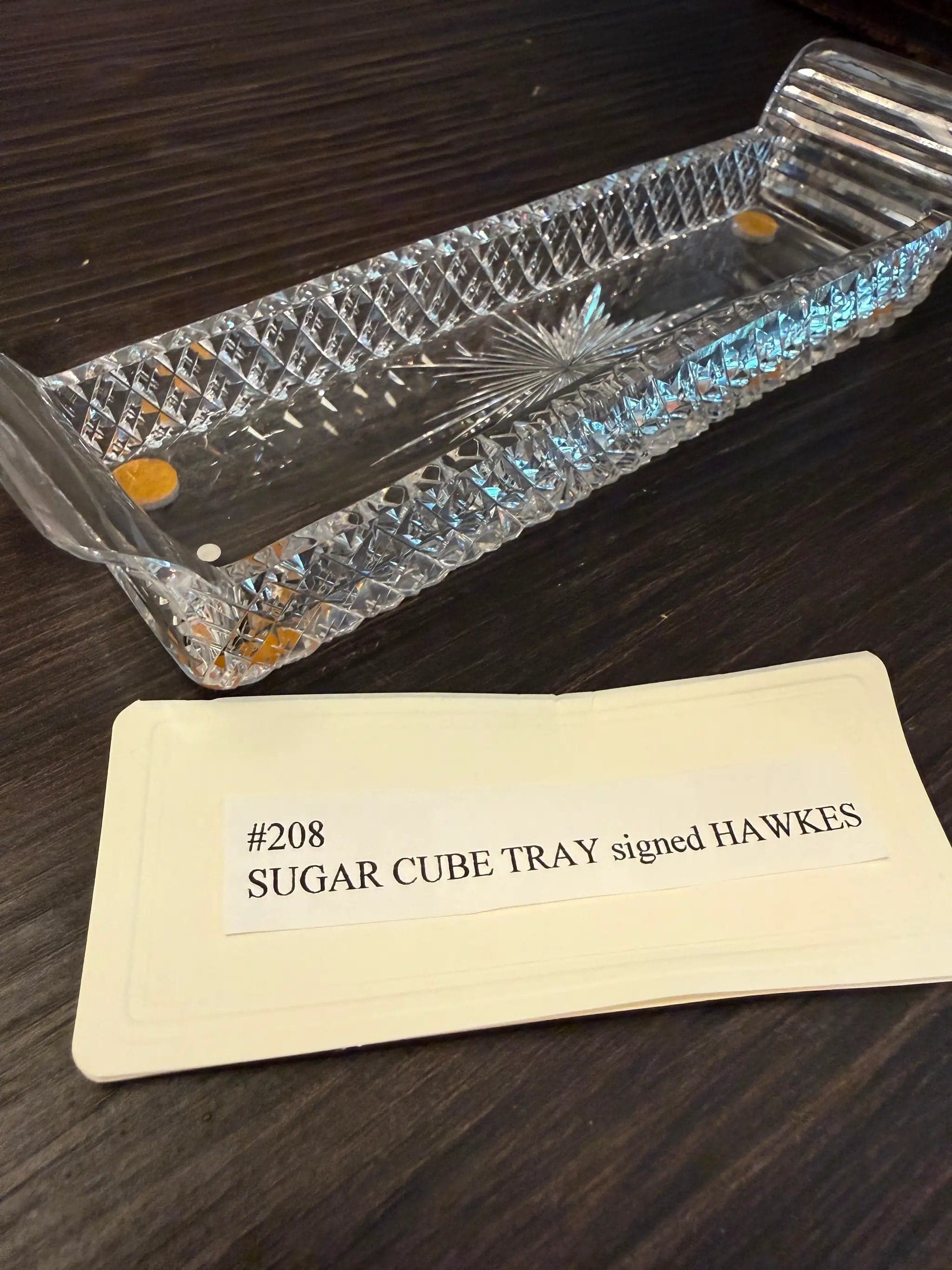 Signed Hawkes American Brilliant Sugar Cube Tray – ABP Crystal c.1900 - Thumbnail 2