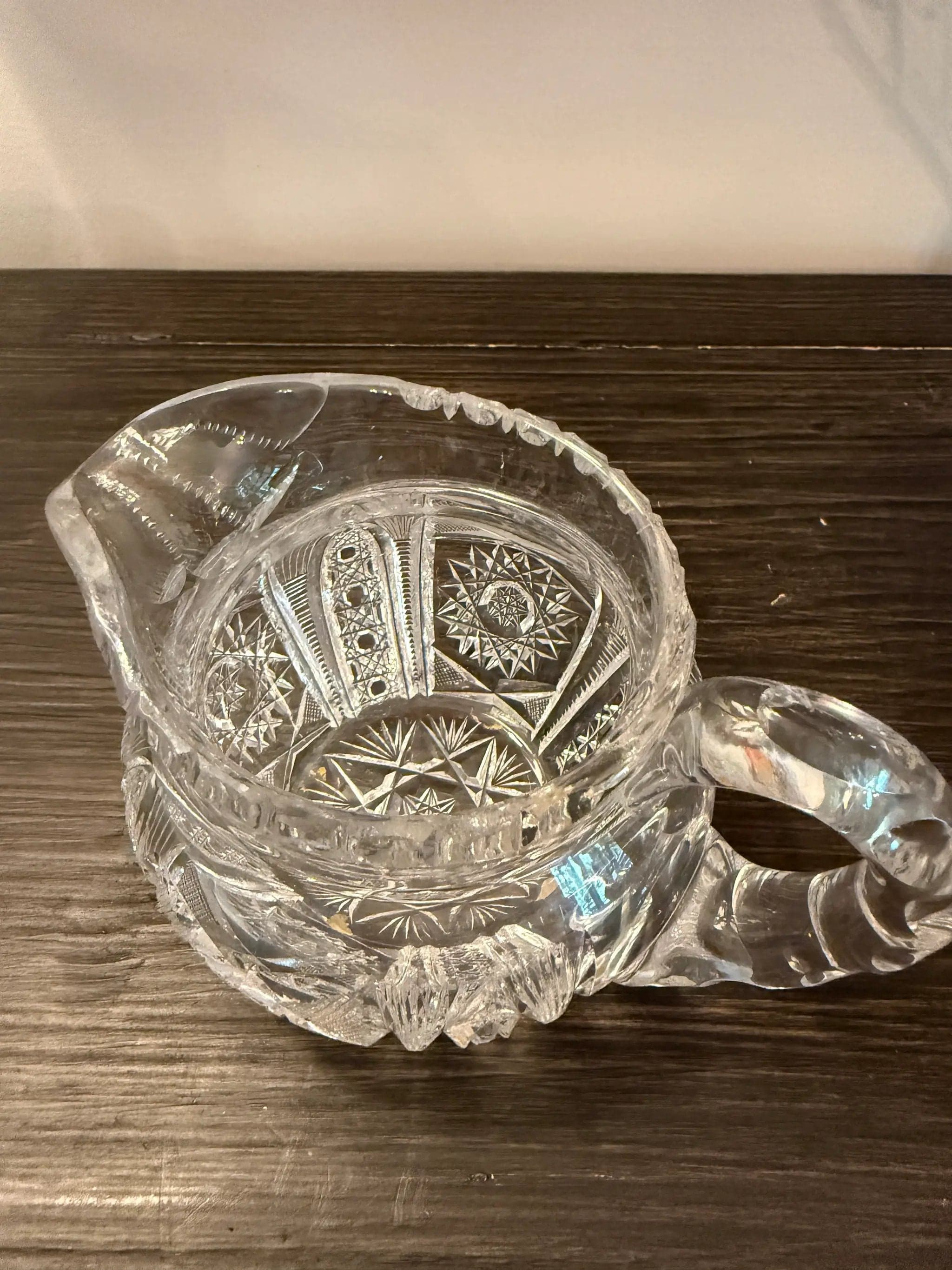 American Brilliant Period Creamer Pitcher- Hand Cut Crystal - Thumbnail 2