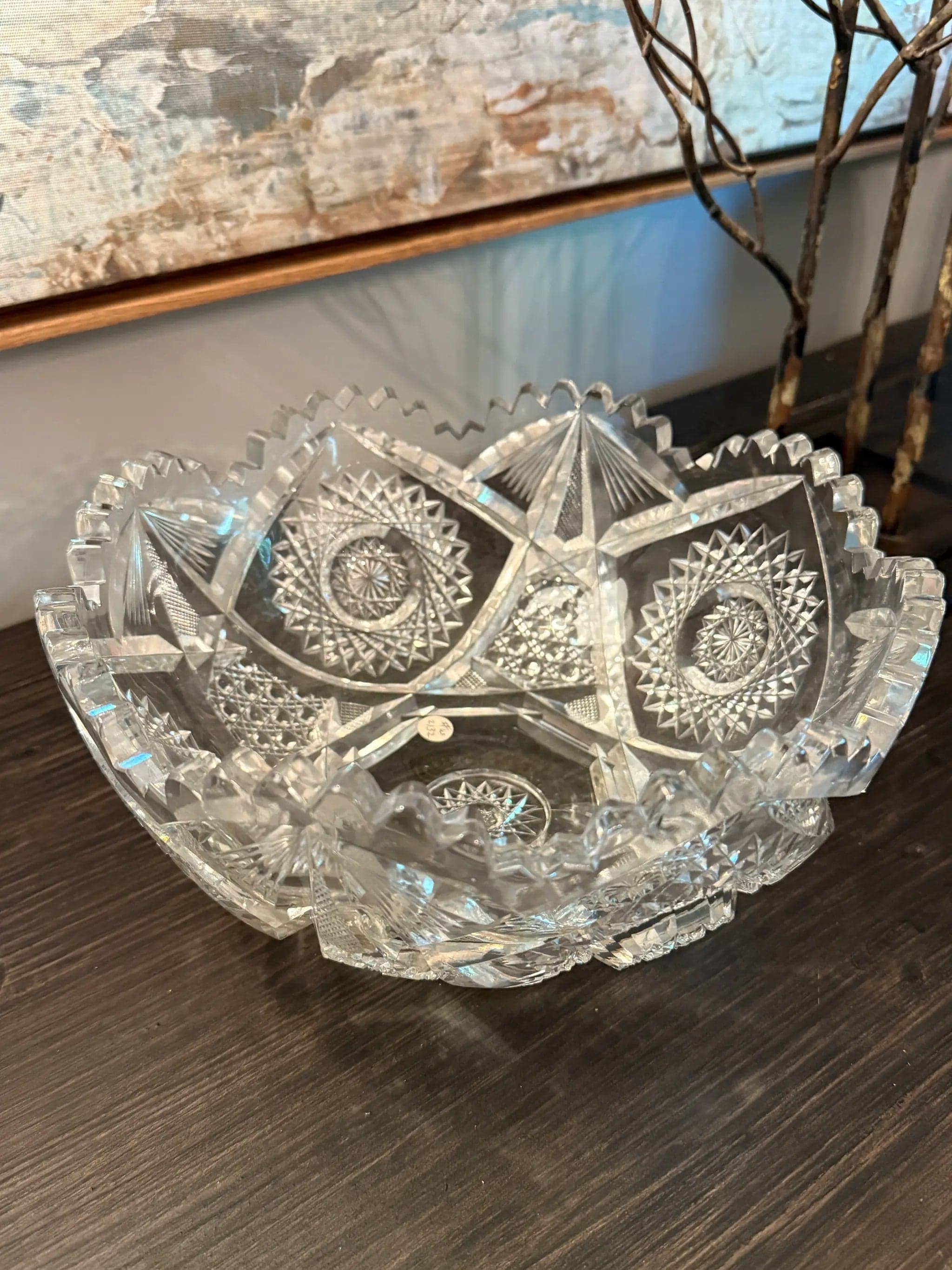 Large American Brilliant Period (ABP) Crystal Bowl – Deep Hobstar & Fan Cut