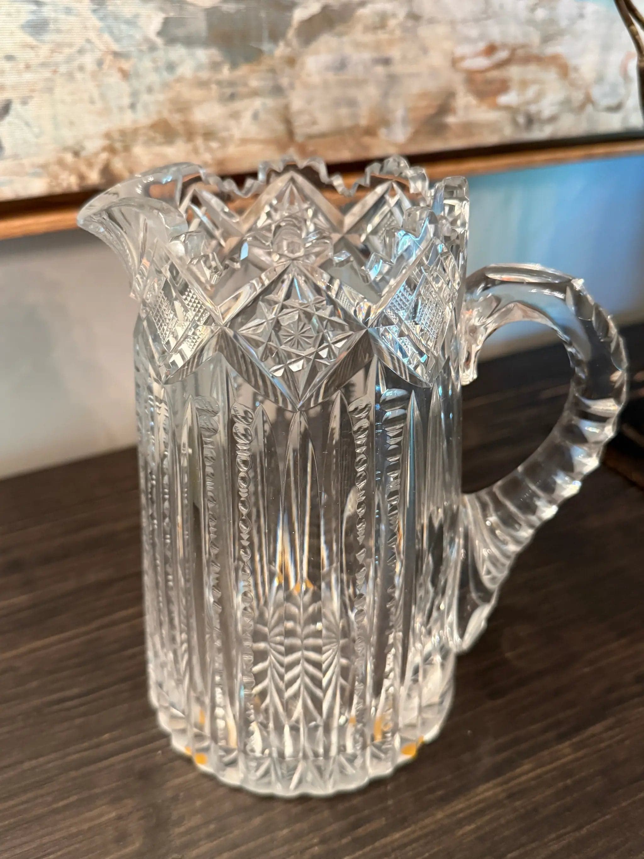 American Brilliant Period Pitkin & Brooks "Prism" Cut Crystal Tankard Jug
