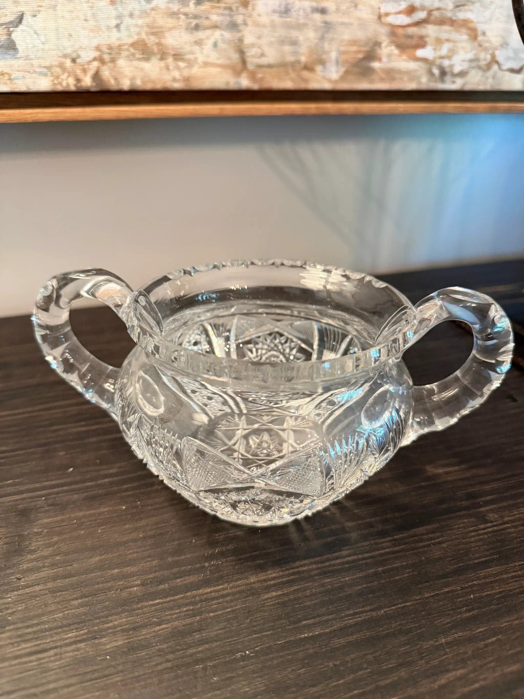 American Brilliant Period Open Sugar Bowt – Hand Cut Crystal