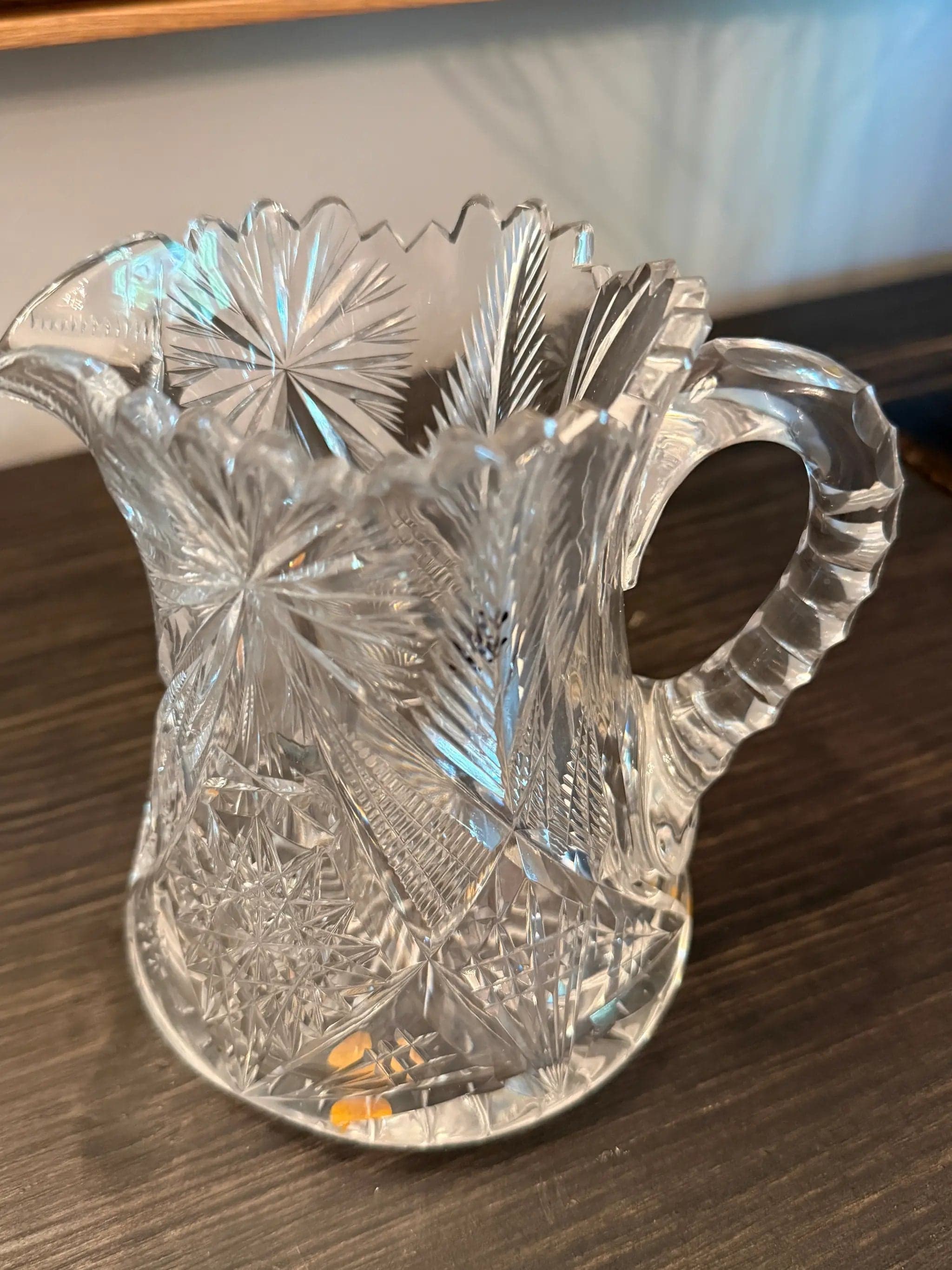 Signed Libbey American Brilliant Period Cut Glass Cream Jug – No. 101 Pattern c.