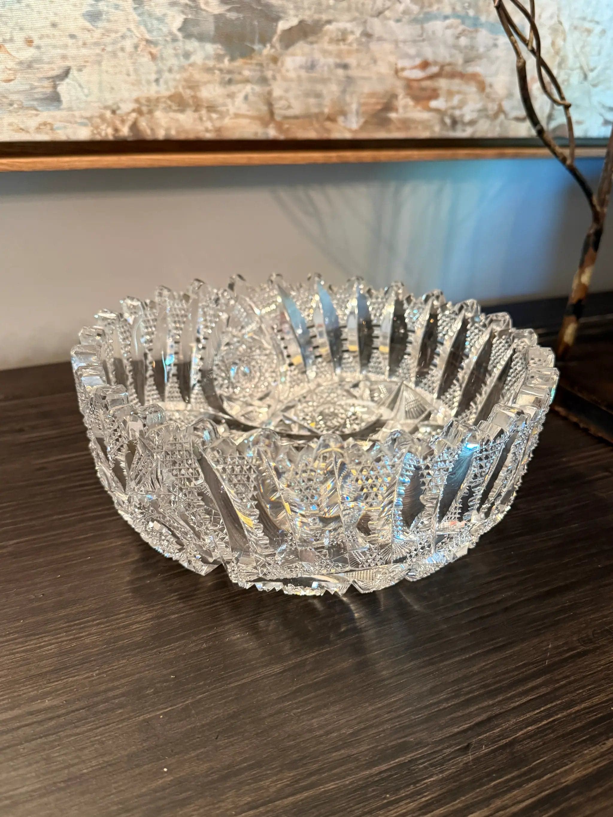 Signed Libbey "Glenda" American Brilliant Cut Glass Deep Serving Bowl