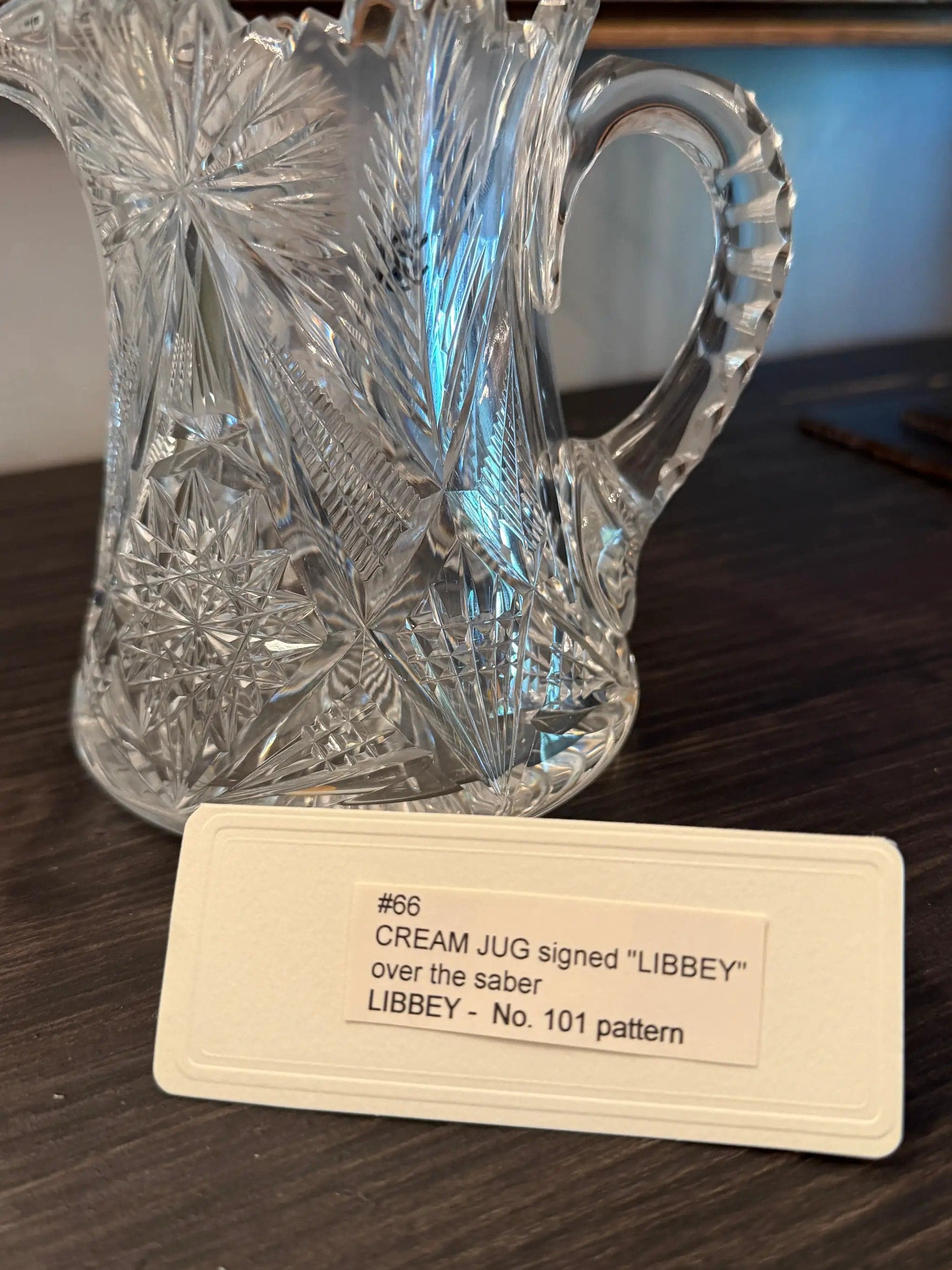 Signed Libbey American Brilliant Period Cut Glass Cream Jug – No. 101 Pattern c. - Thumbnail 2