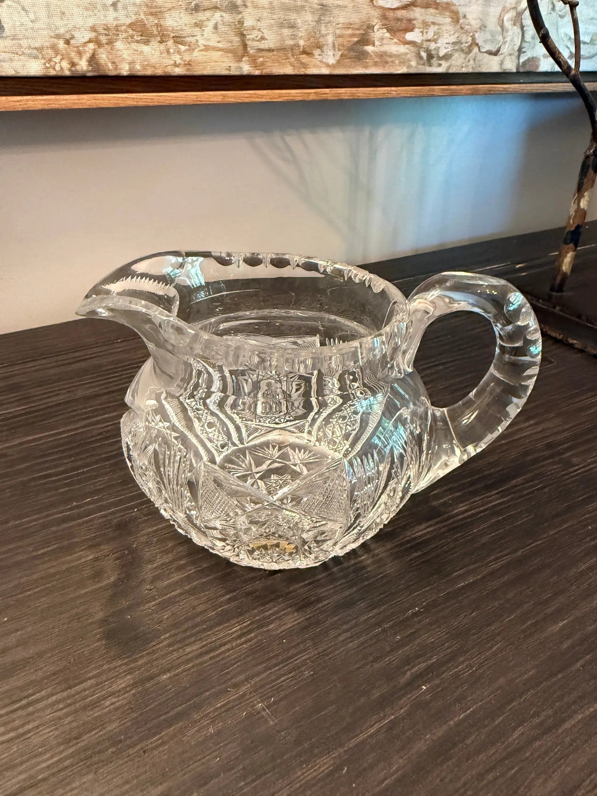 American Brilliant Period Creamer Pitcher- Hand Cut Crystal