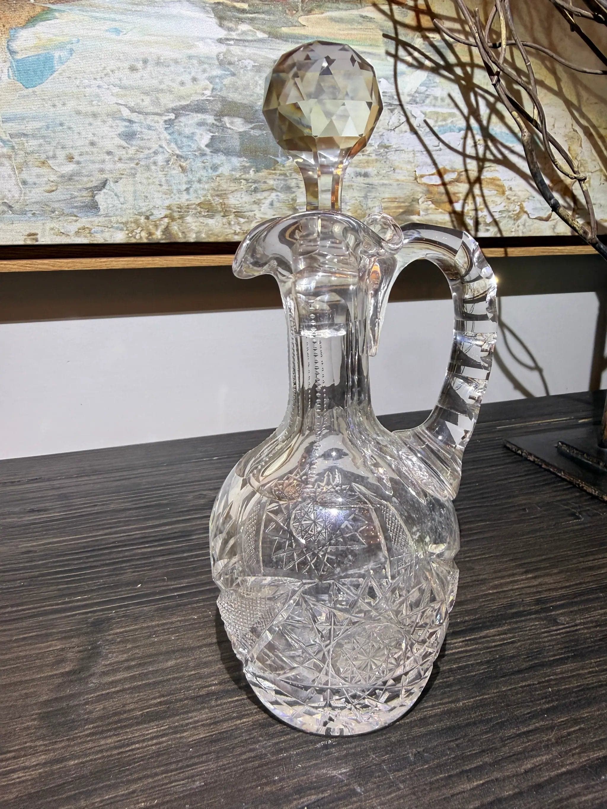 Antique American Brilliant Cruet with Original Faceted Stopper - Thumbnail 2
