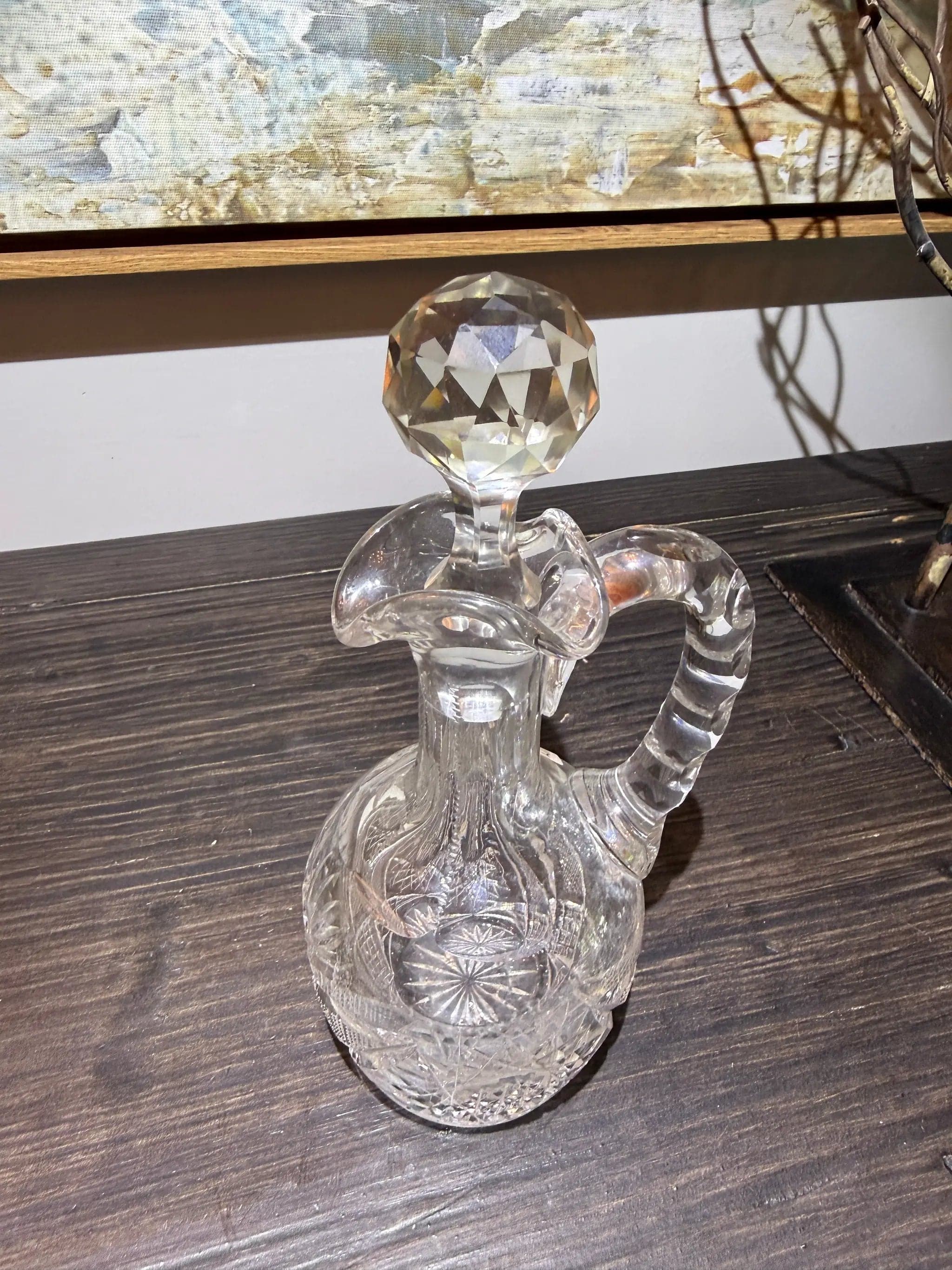 Antique American Brilliant Cruet with Original Faceted Stopper - Thumbnail 3