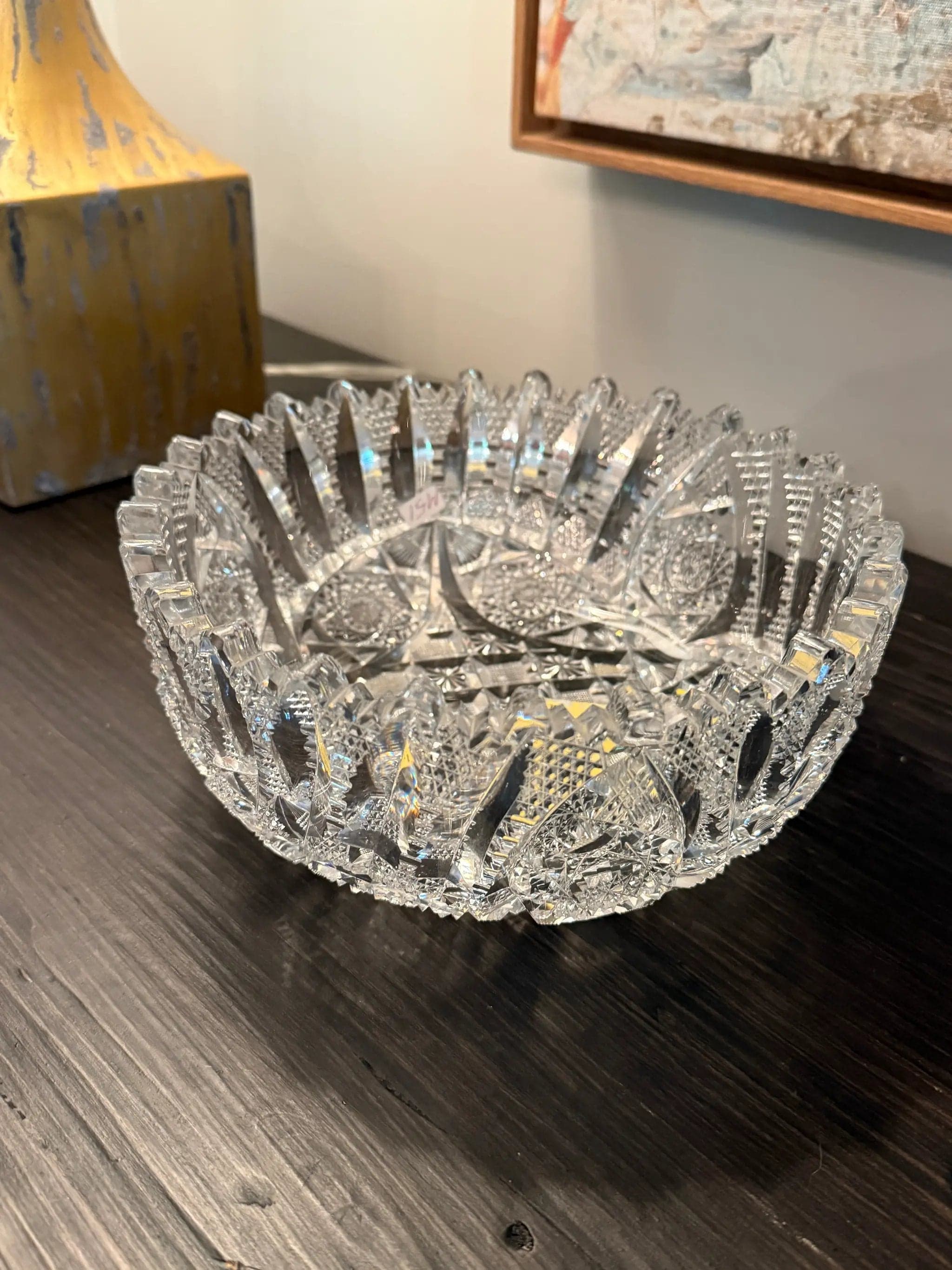 Signed Libbey "Glenda" American Brilliant Cut Glass Deep Serving Bowl - Thumbnail 3