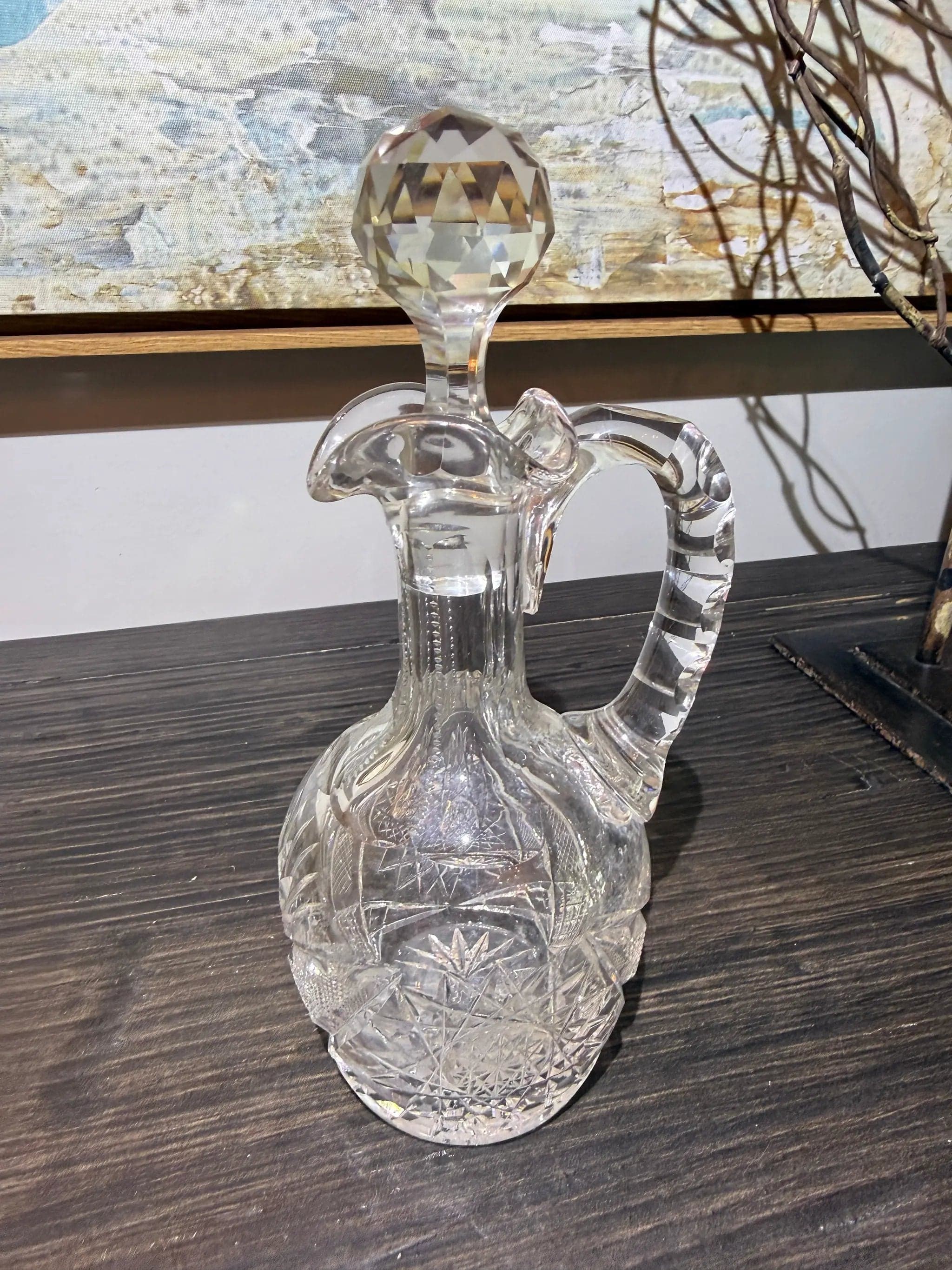 Antique American Brilliant Cruet with Original Faceted Stopper