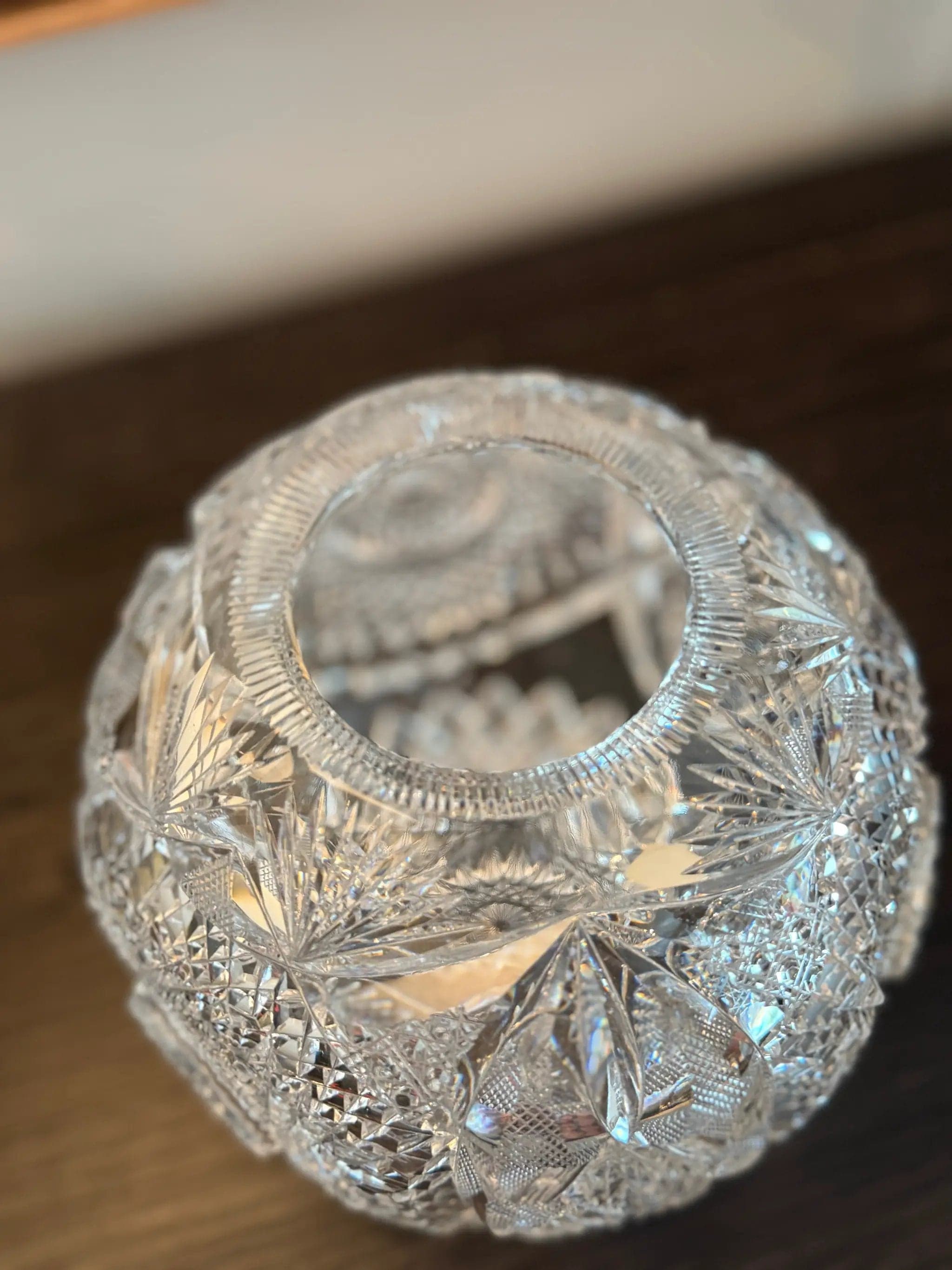 Antique Brilliant Period (ABP) Hand-Cut Crystal Rose Bowl / Globe Vase - Thumbnail 2