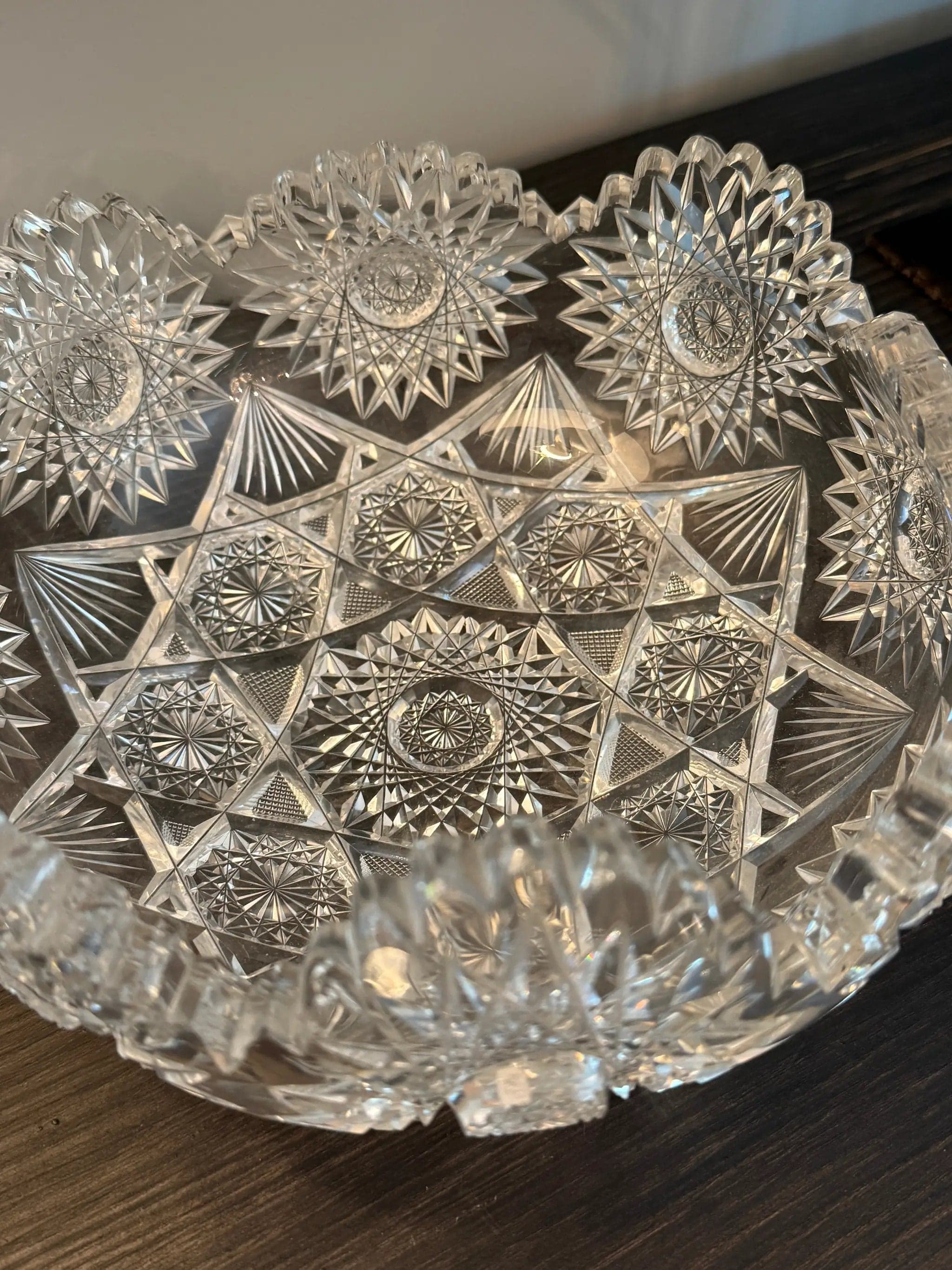 Antique Brilliant Period (ABP) Hand-Cut Crystal Centerpiece Bowl