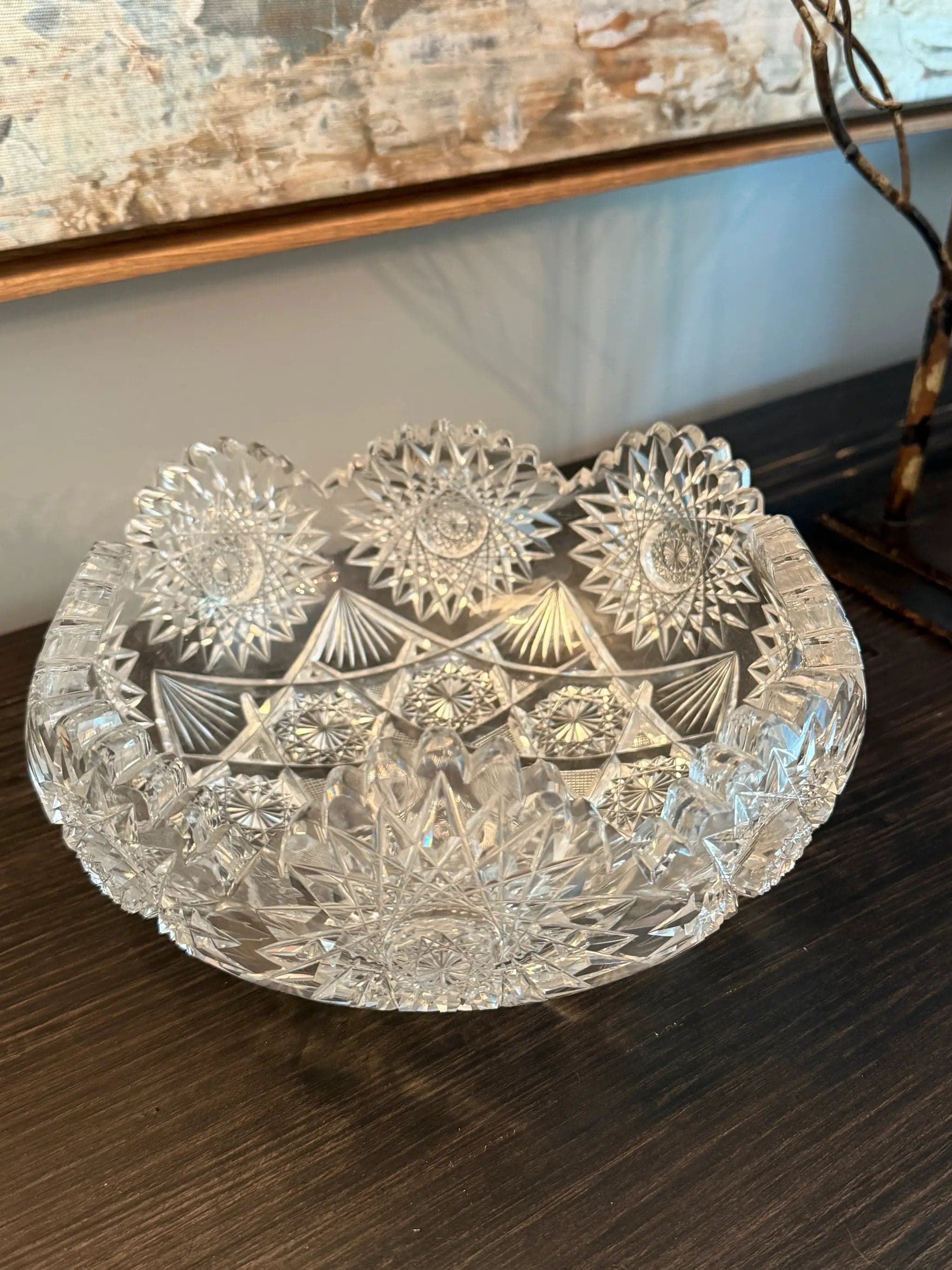 Antique Brilliant Period (ABP) Hand-Cut Crystal Centerpiece Bowl - Thumbnail 3