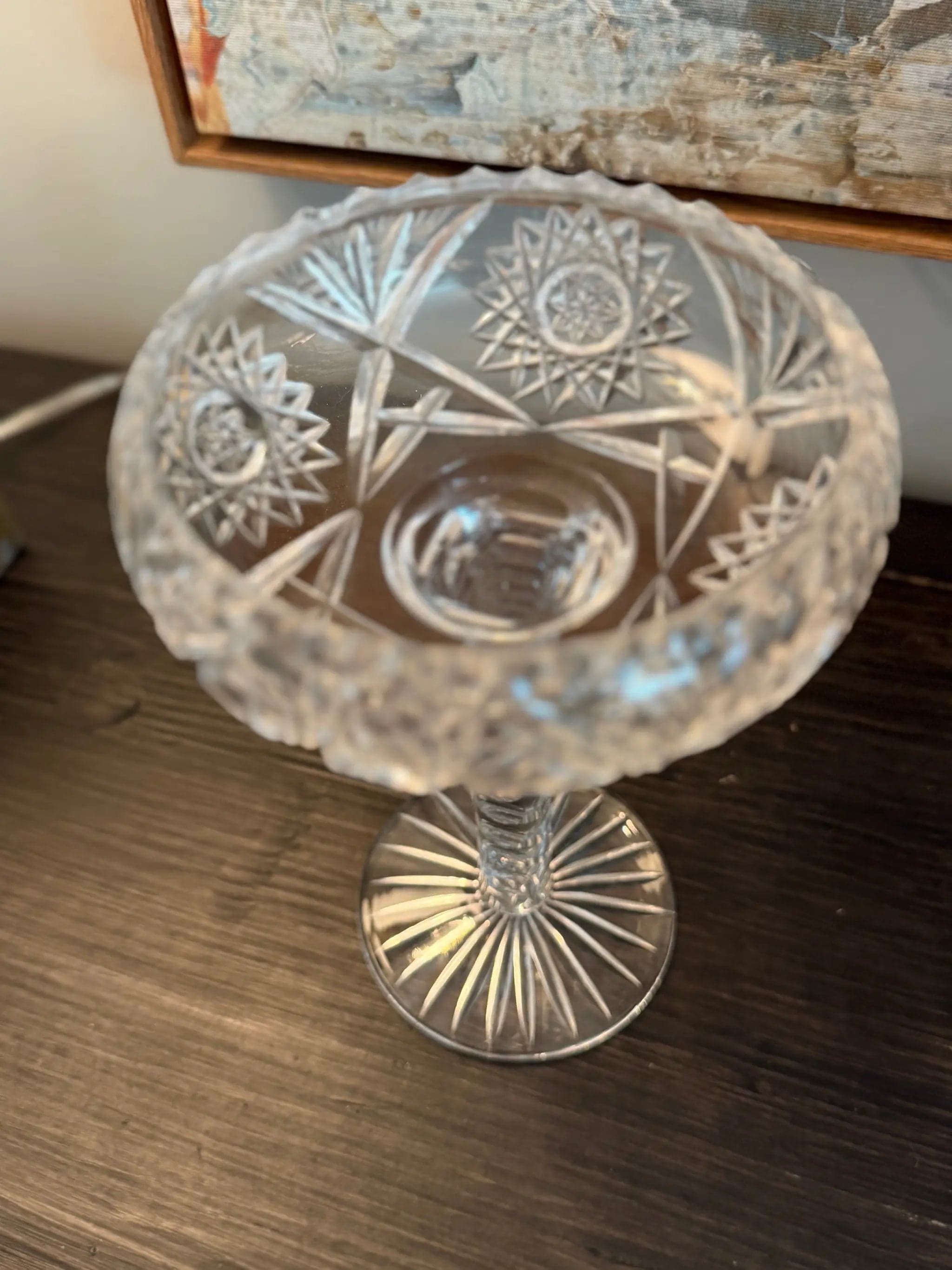 American Brilliant Period Crystal Pedestal Compote with Twisted Stem - Thumbnail 3