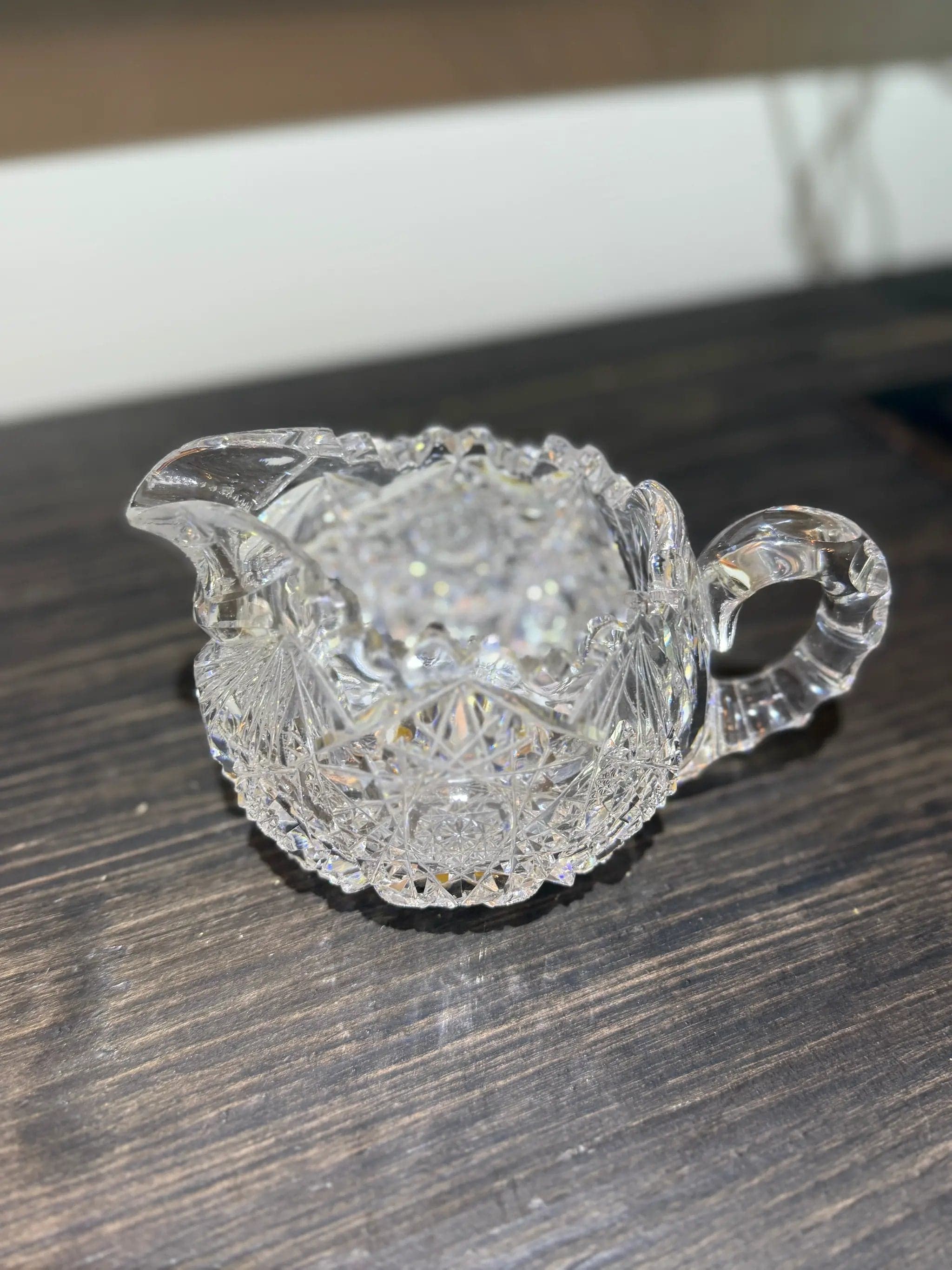 American Brilliant Period Crystal Creamer – Hand Cut, c. 1900–1915