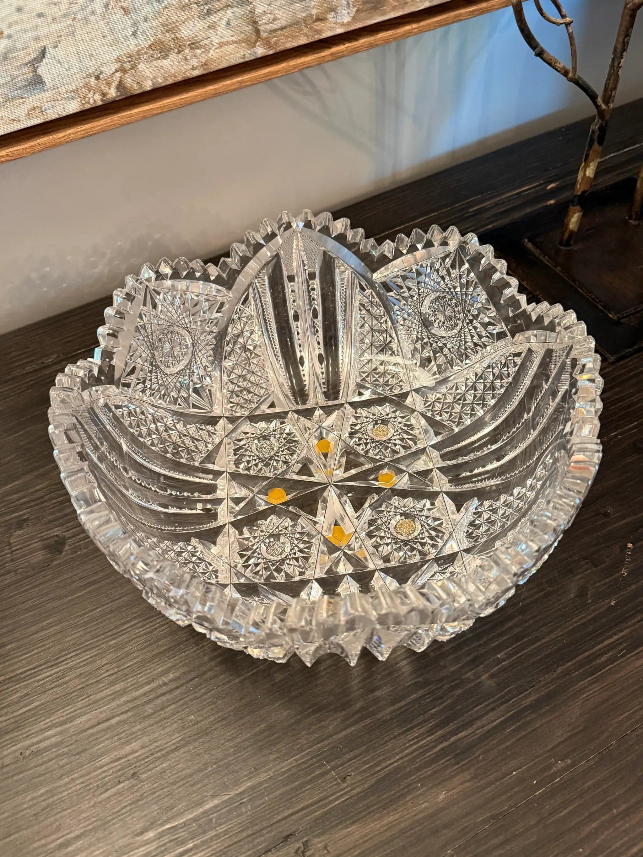American Brilliant Period Crystal 10" Scalloped Serving Bowl - Thumbnail 2