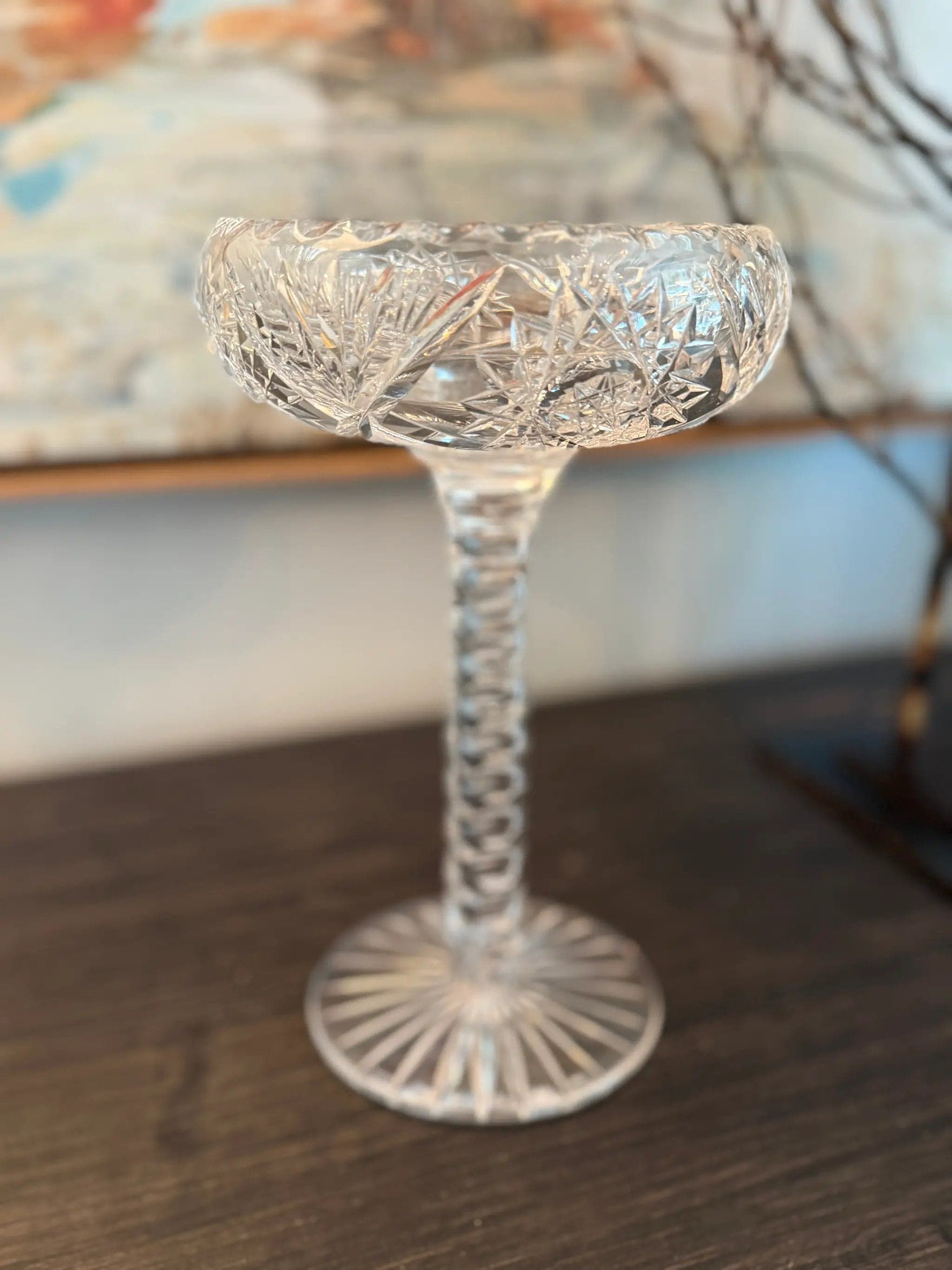 American Brilliant Period Crystal Pedestal Compote with Twisted Stem - Thumbnail 2