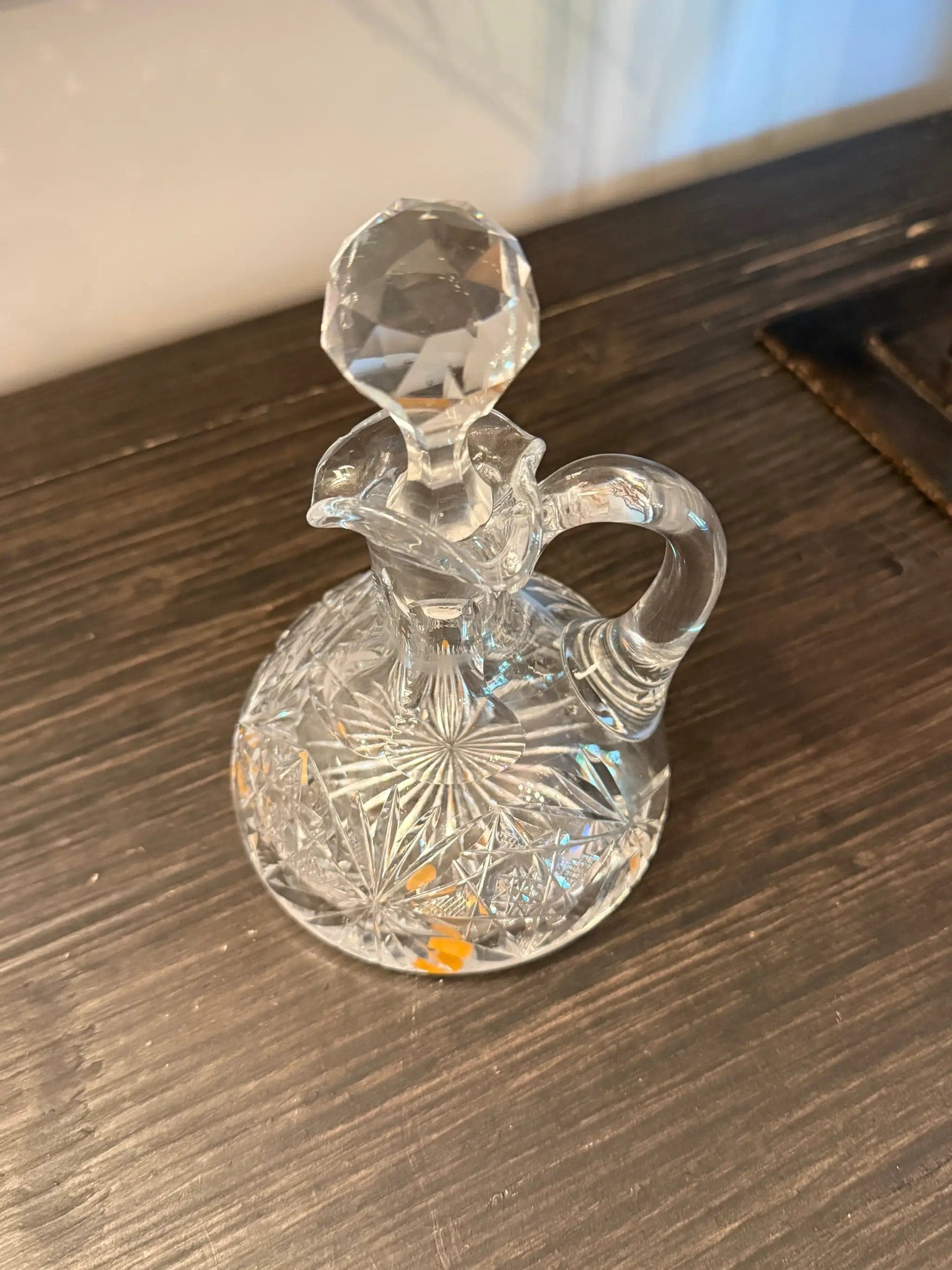 American Brilliant Period Crystal Cruet with Original Faceted Stopper - Thumbnail 2