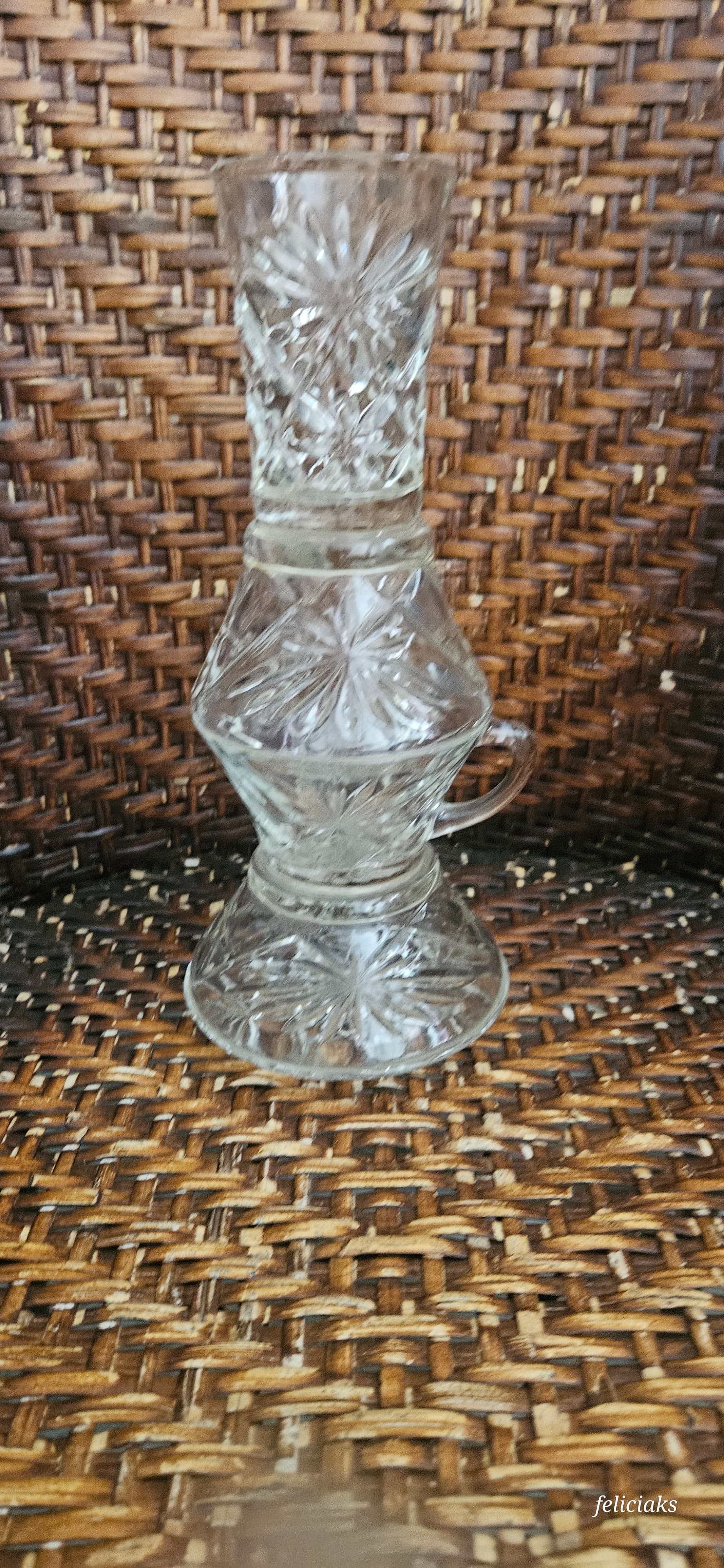 Vintage Crystal Cut Glass Candle Holder