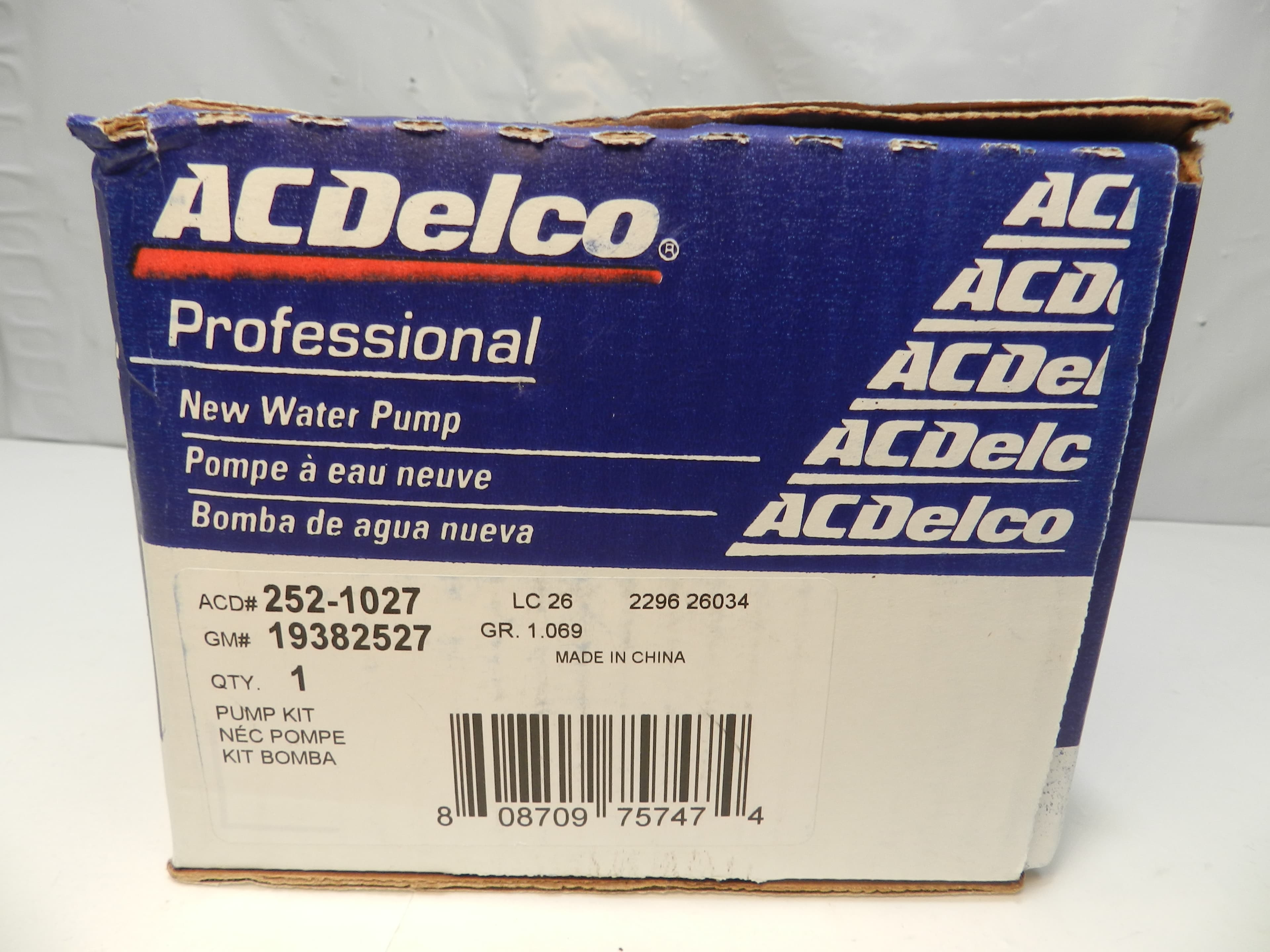 ACDelco Gold Engine Water Pump GM Part #19382527 ACDelco Part #252-1027 (P79K) - Thumbnail 2