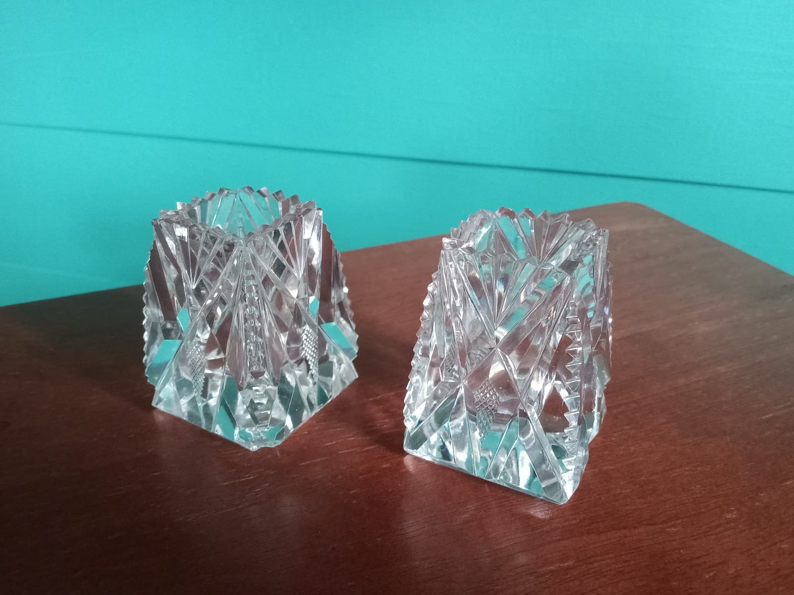 Set of 2 Cut Crystal Toothpick Holders - Thumbnail 2
