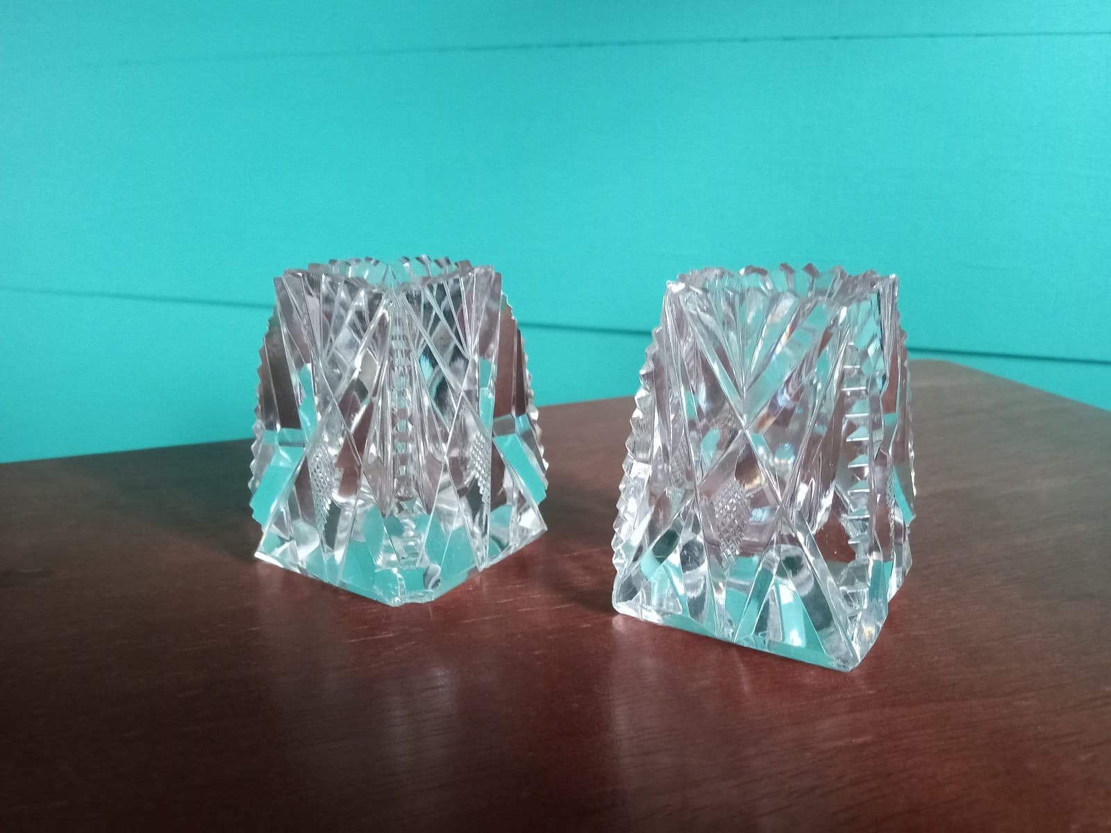 Set of 2 Cut Crystal Toothpick Holders