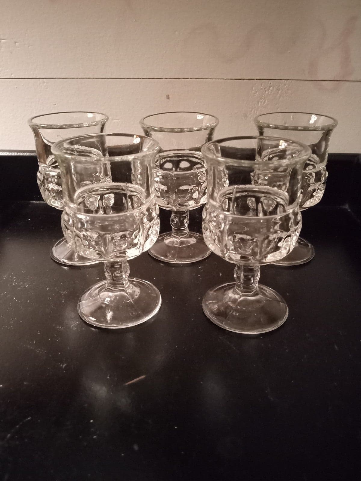 5 Vintage Indiana Glass King's Crown Cordial Glasses