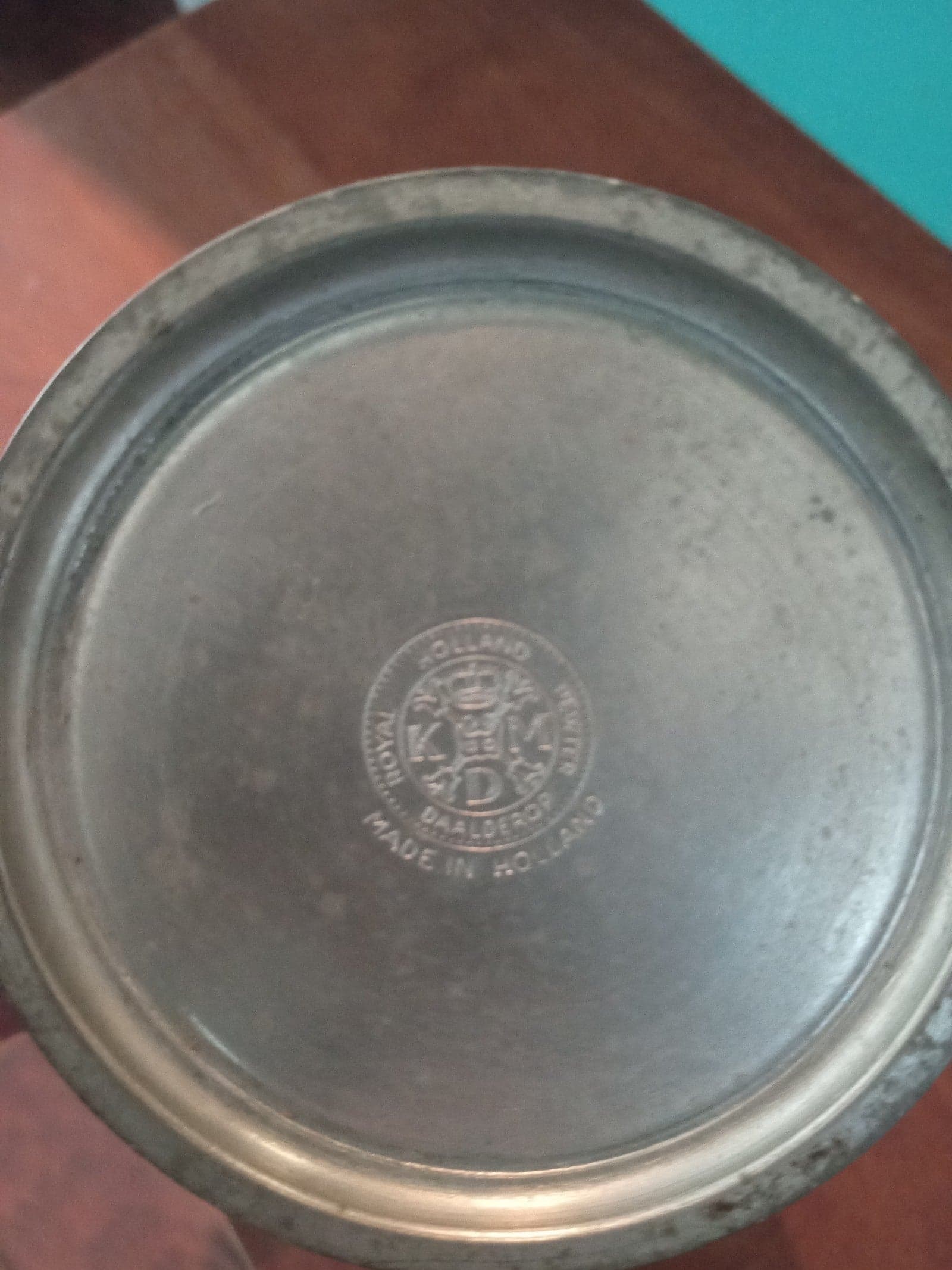 Vintage Royal Pewter Daalderop Lidded Creamer with Acorns - Thumbnail 4