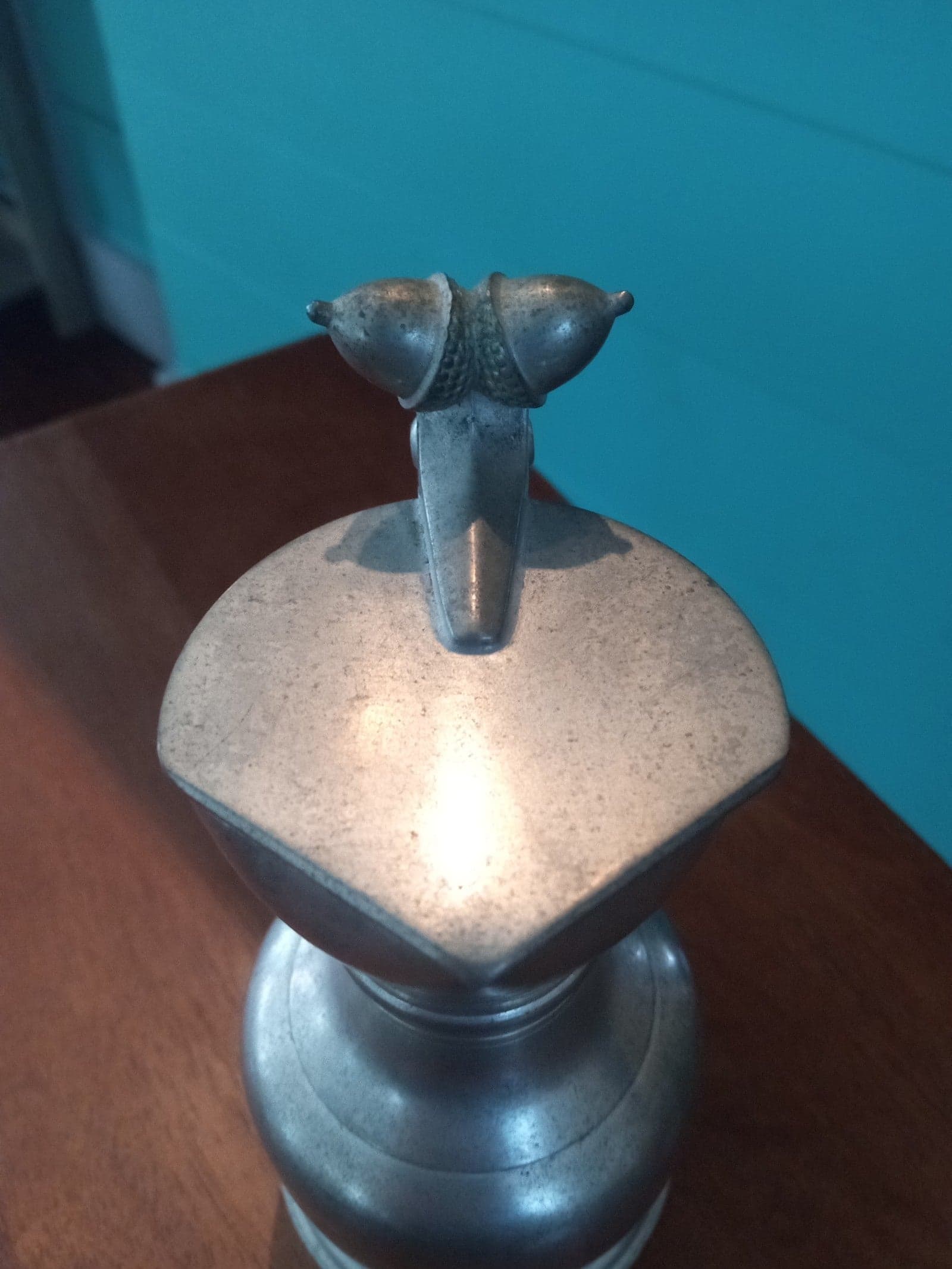 Vintage Royal Pewter Daalderop Lidded Creamer with Acorns - Thumbnail 2