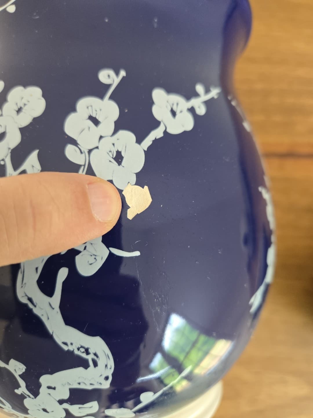 Chinese Blue White Porcelain Blossom Flowers Graphic Temple Jar - Thumbnail 7