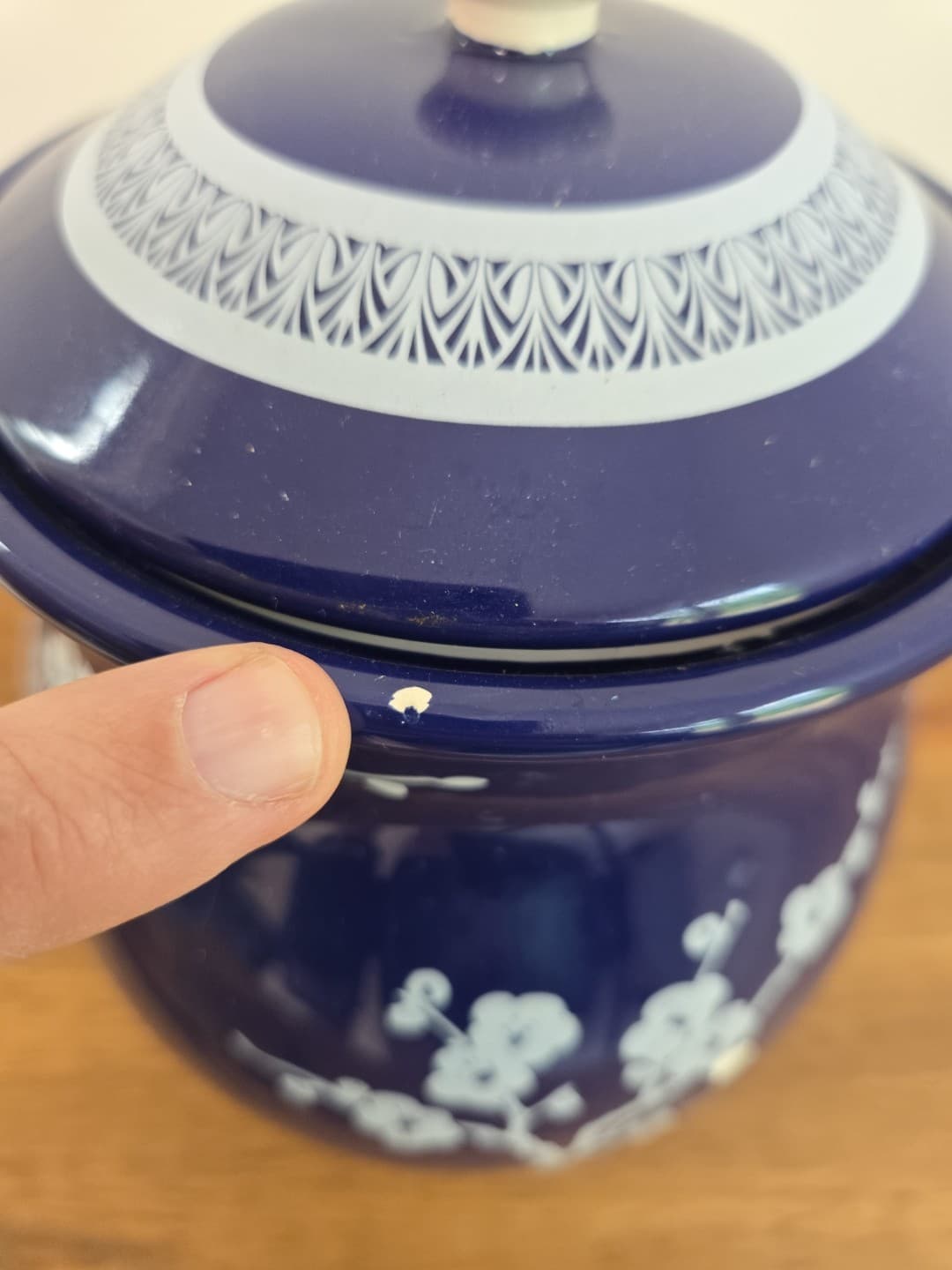 Chinese Blue White Porcelain Blossom Flowers Graphic Temple Jar - Thumbnail 3