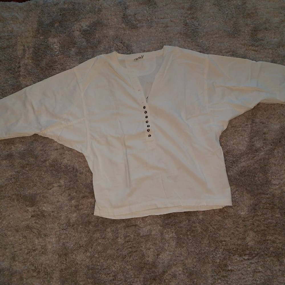 Casual white peasant shirt - Thumbnail 5