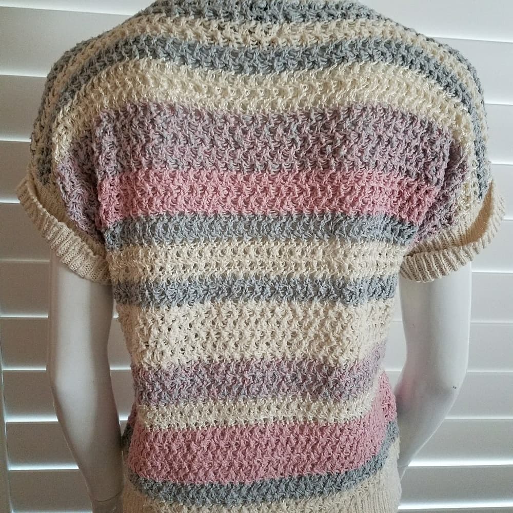 Multicolor Short Sleeve Knit Sweater - Thumbnail 2