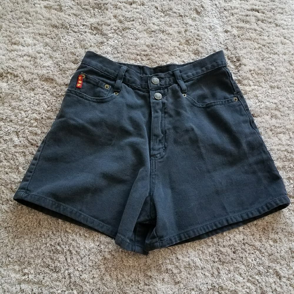 Black denim shorts