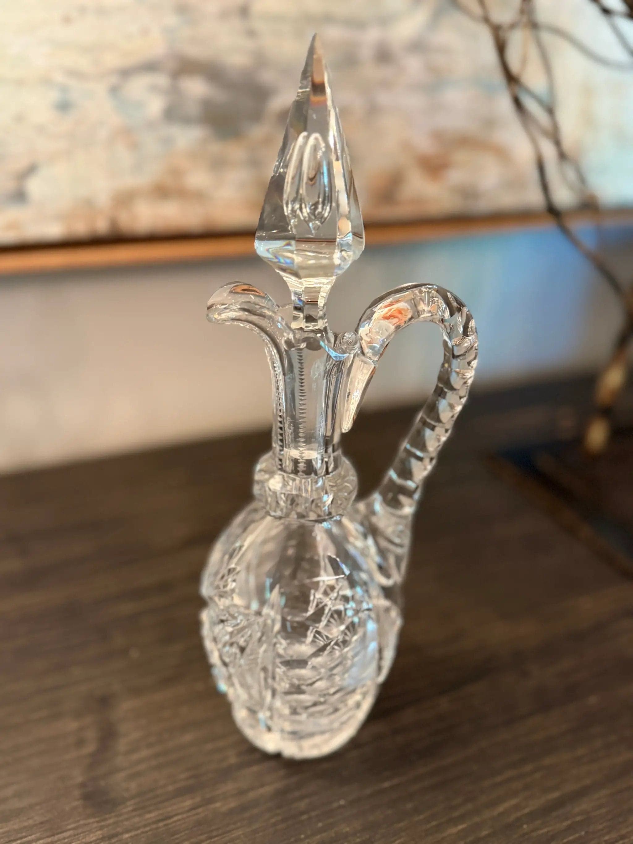American Brilliant Period Crystal Cruet with Original Stopper | 10" Tall | ABP