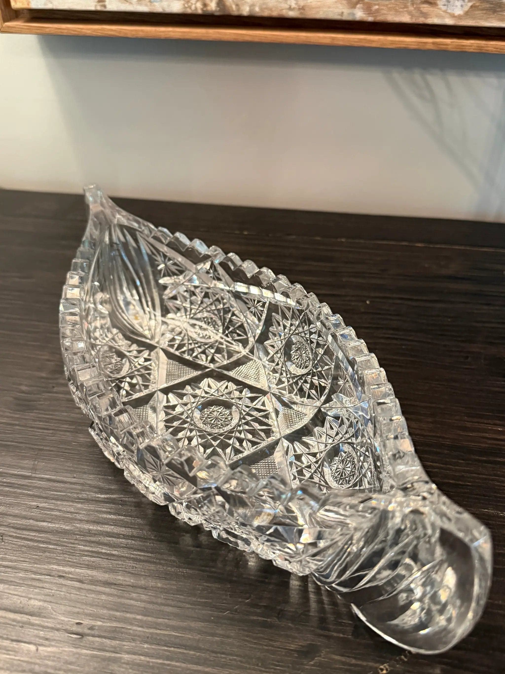 American Brilliant Period Crystal Celery Tray | Canoe-Shaped Relish Dish | 11. - Thumbnail 2