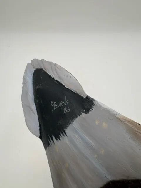 Hand Carved & Painted Wooden Mallard Drake Decoy Signed Burns '86 - Thumbnail 3