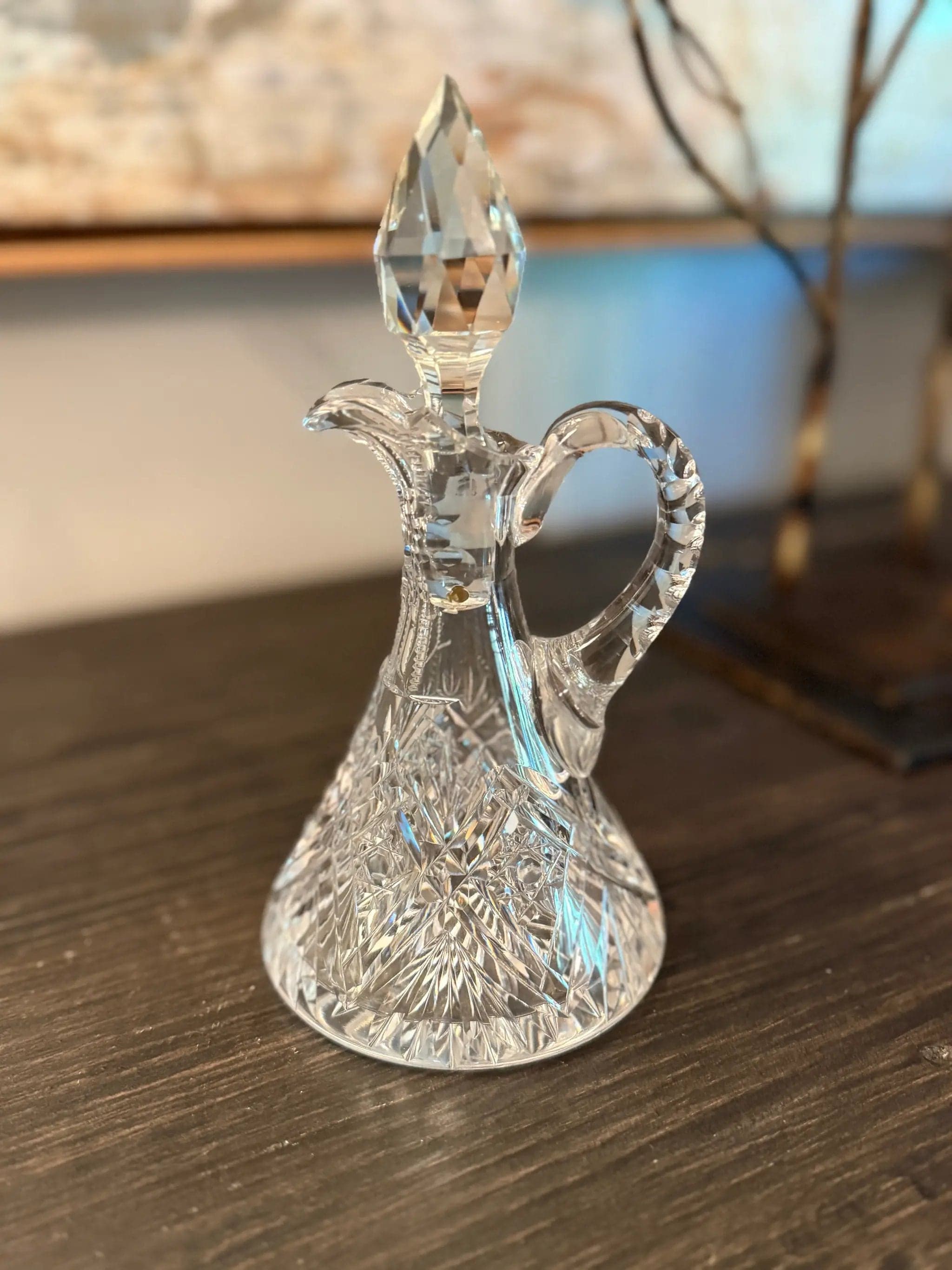American Brilliant Period Crystal Cruet with Original Stopper | 7" Tall | Anti
